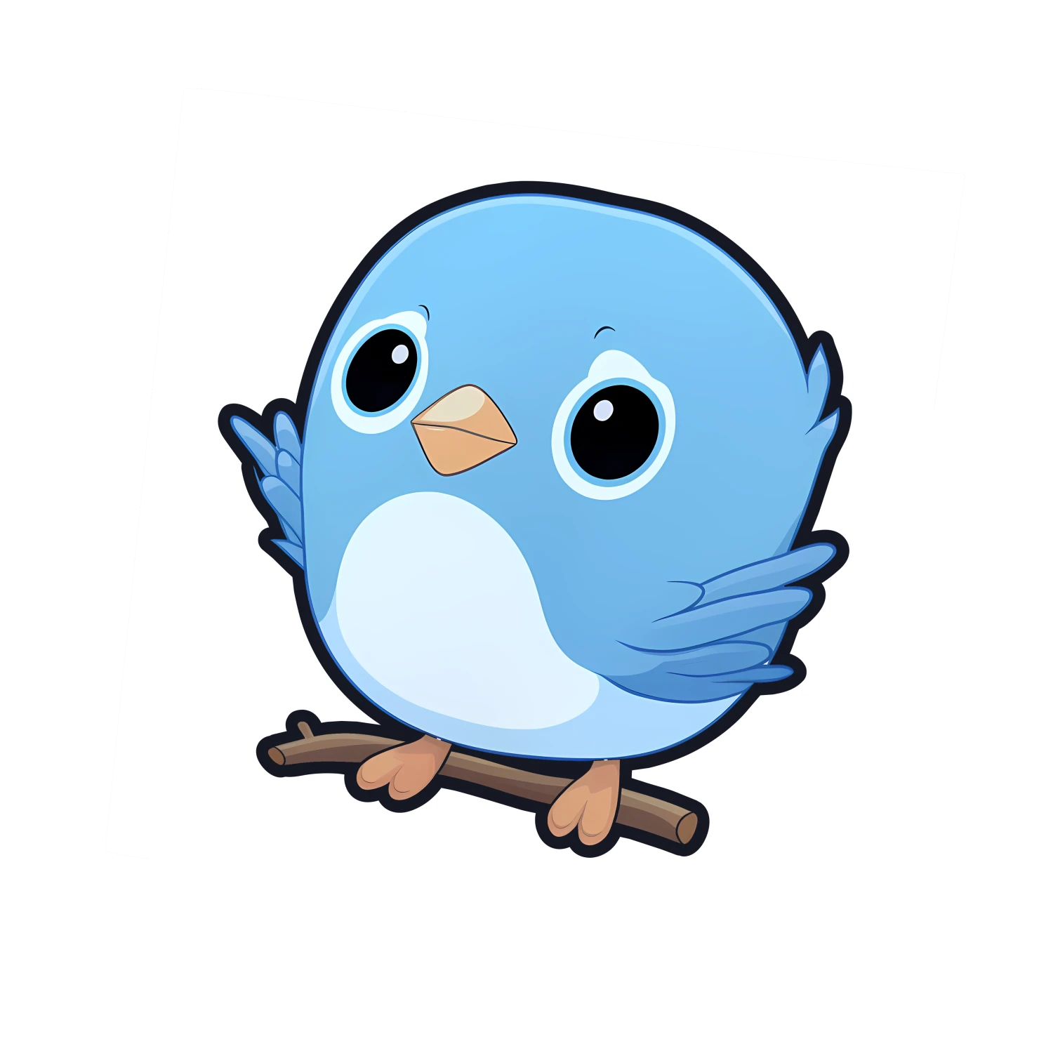 Cute blue bird sticker isolated on transparent background #24094