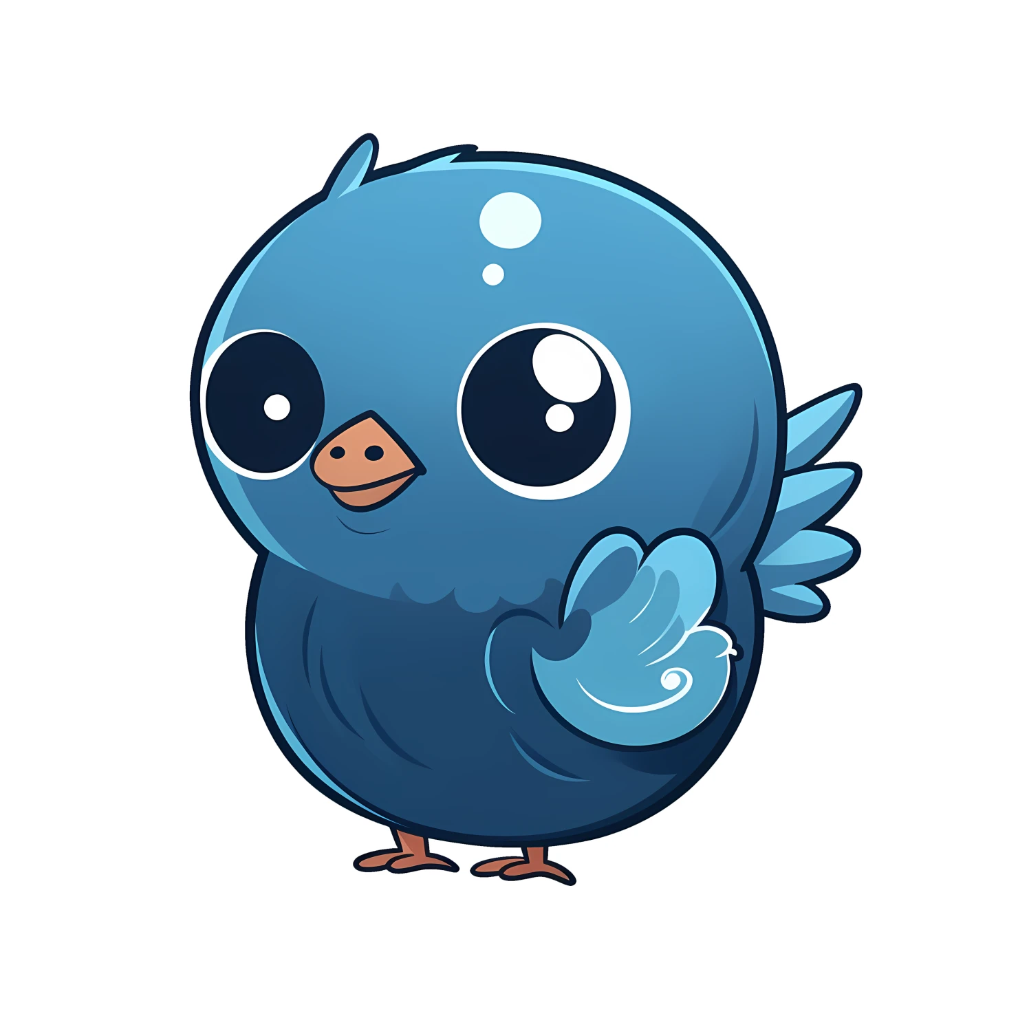 Cute blue bird sticker isolated on transparent background #24096