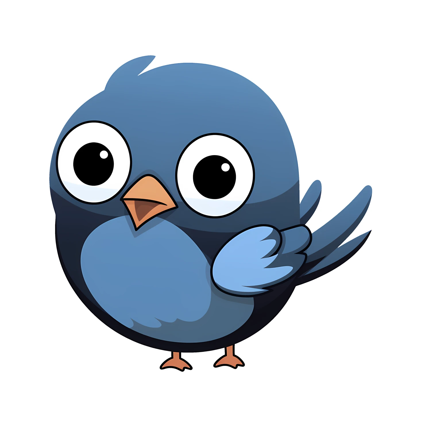 Cute blue bird sticker isolated on transparent background #24097