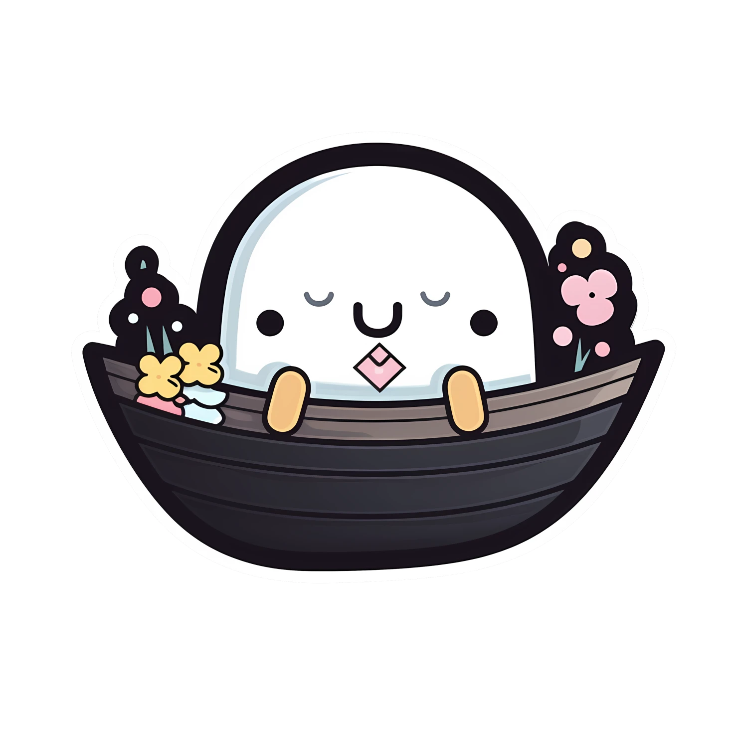Boat with cute animal sticker isolated on transparent background #24125
