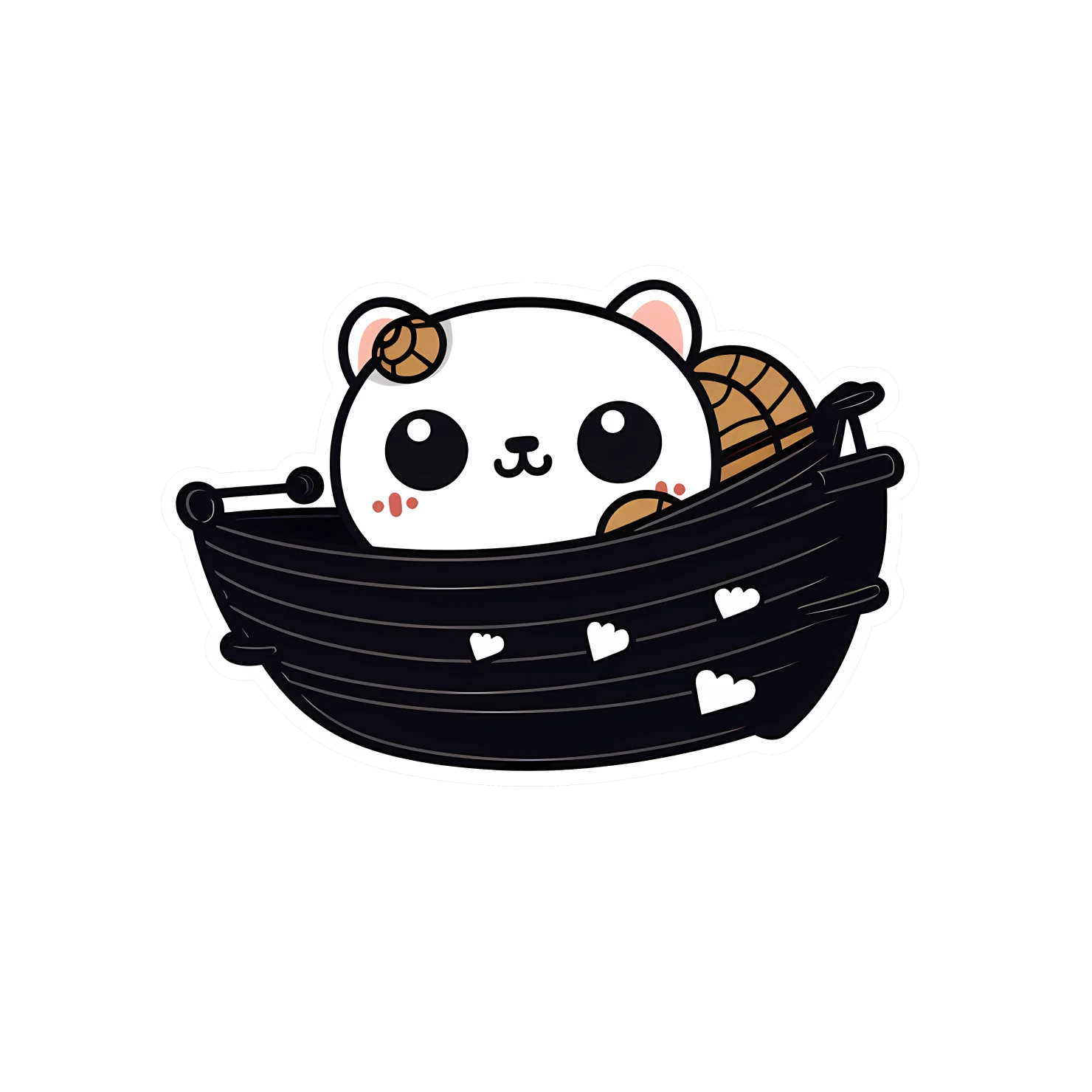 Boat with cute animal sticker isolated on transparent background #24126