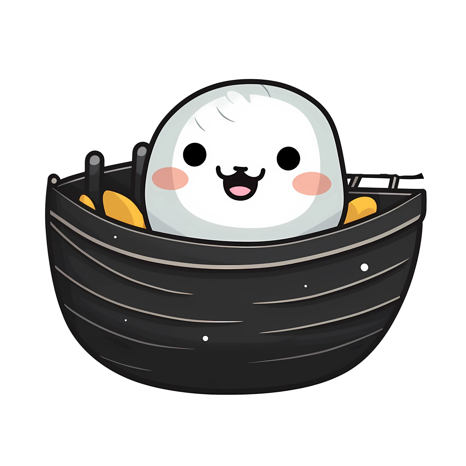 Boat with cute animal sticker isolated on transparent background #24127