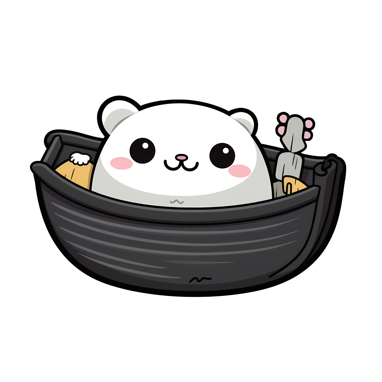 Boat with cute animal sticker isolated on transparent background #24137