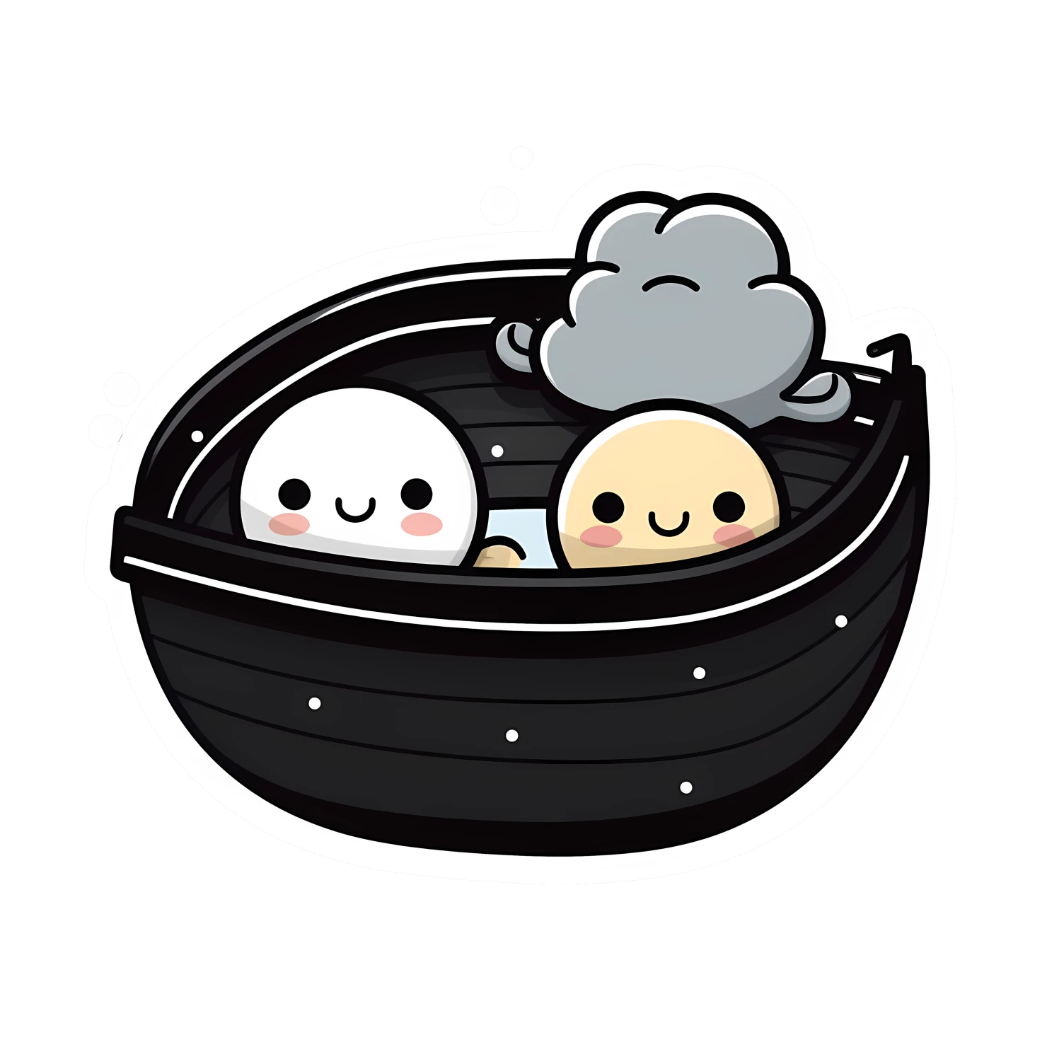 Boat with cute animal sticker isolated on transparent background #24141