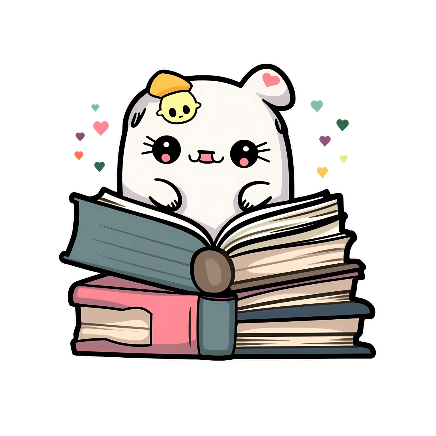 Kawaii book sticker isolated on transparent background #24158