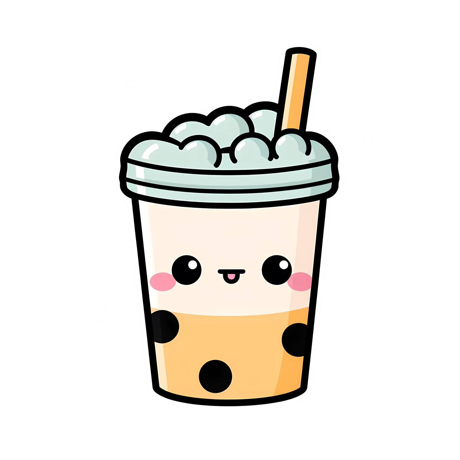Kawaii bubble tea sticker isolated on transparent background #24169
