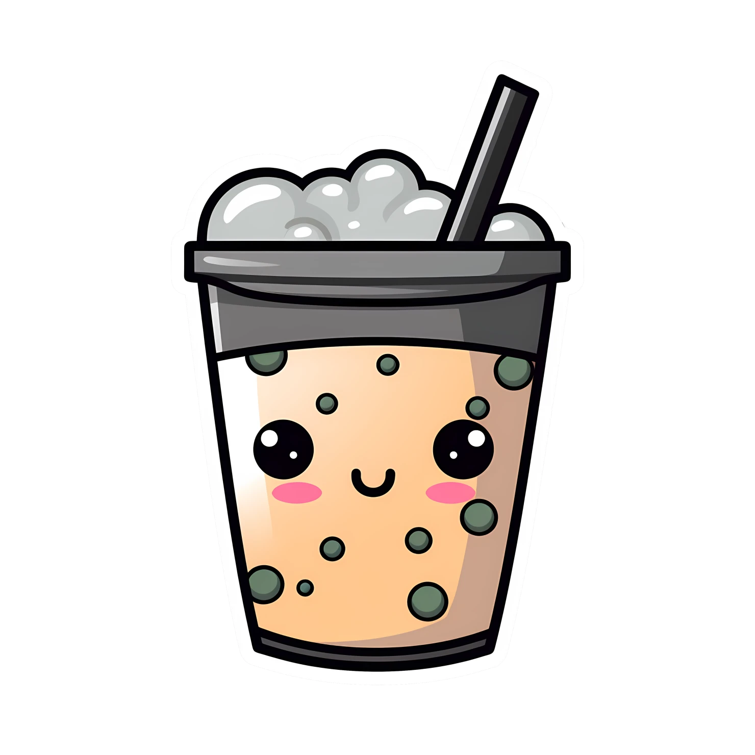 Kawaii bubble tea sticker isolated on transparent background #24170