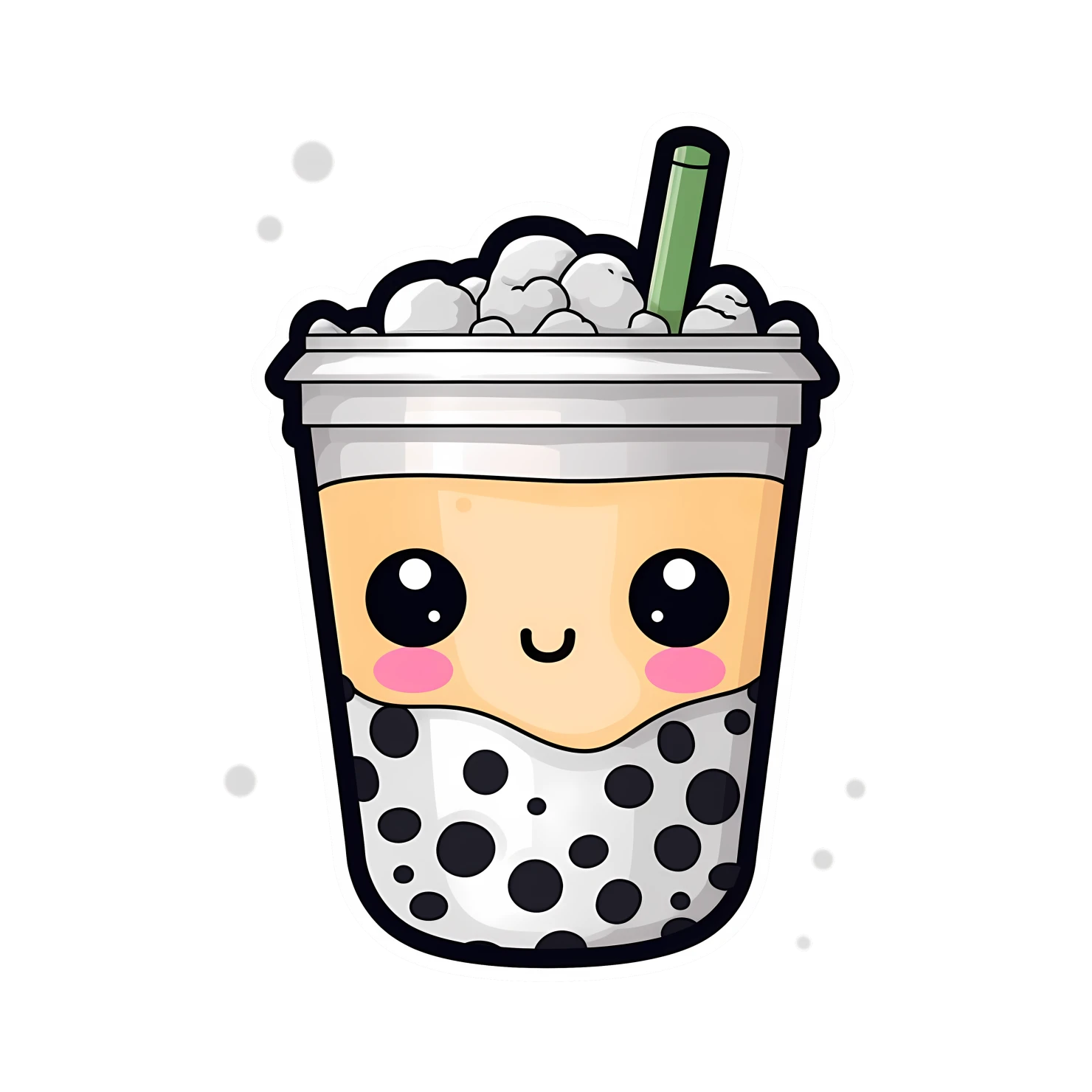 Kawaii bubble tea sticker isolated on transparent background #24171
