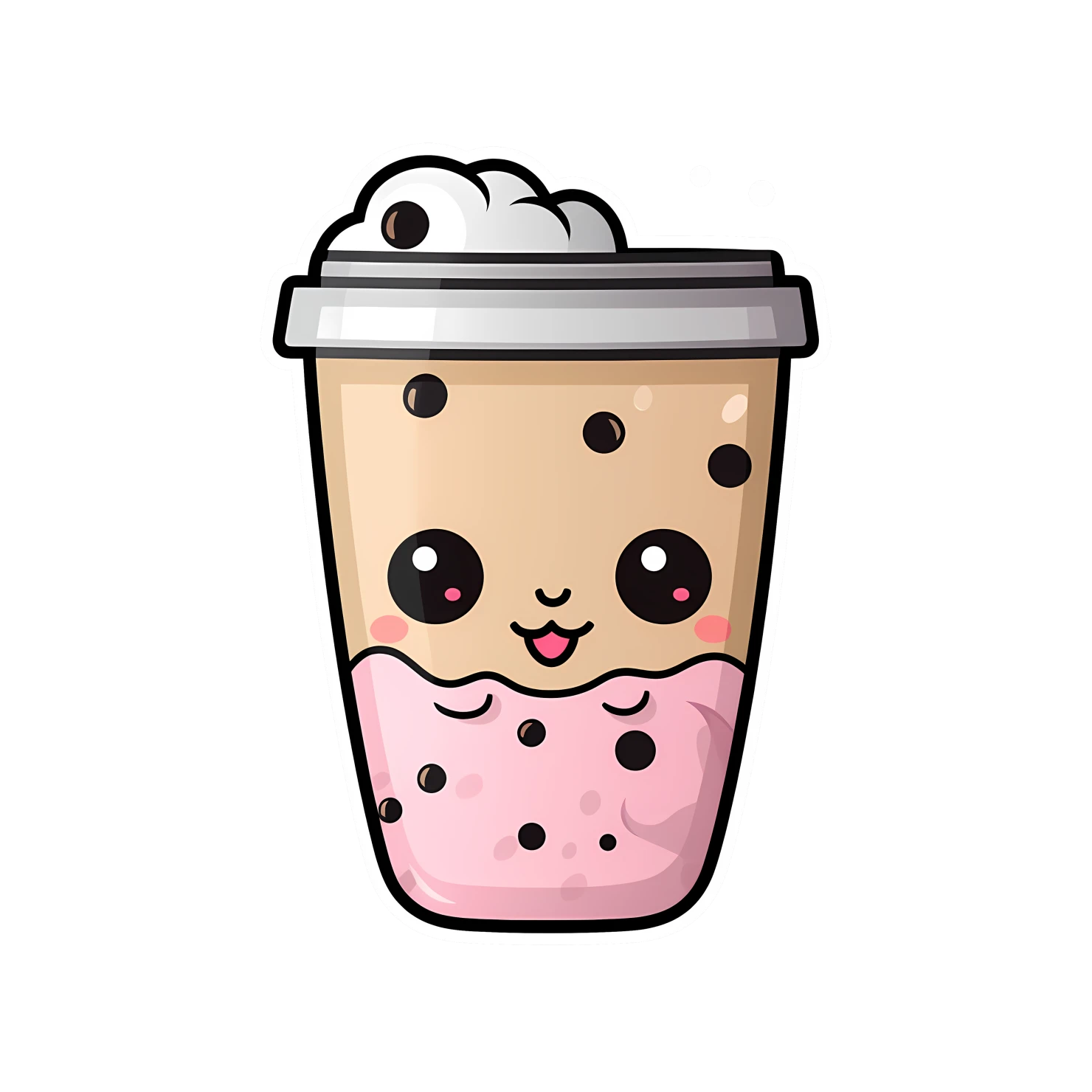Kawaii bubble tea sticker isolated on transparent background #24172