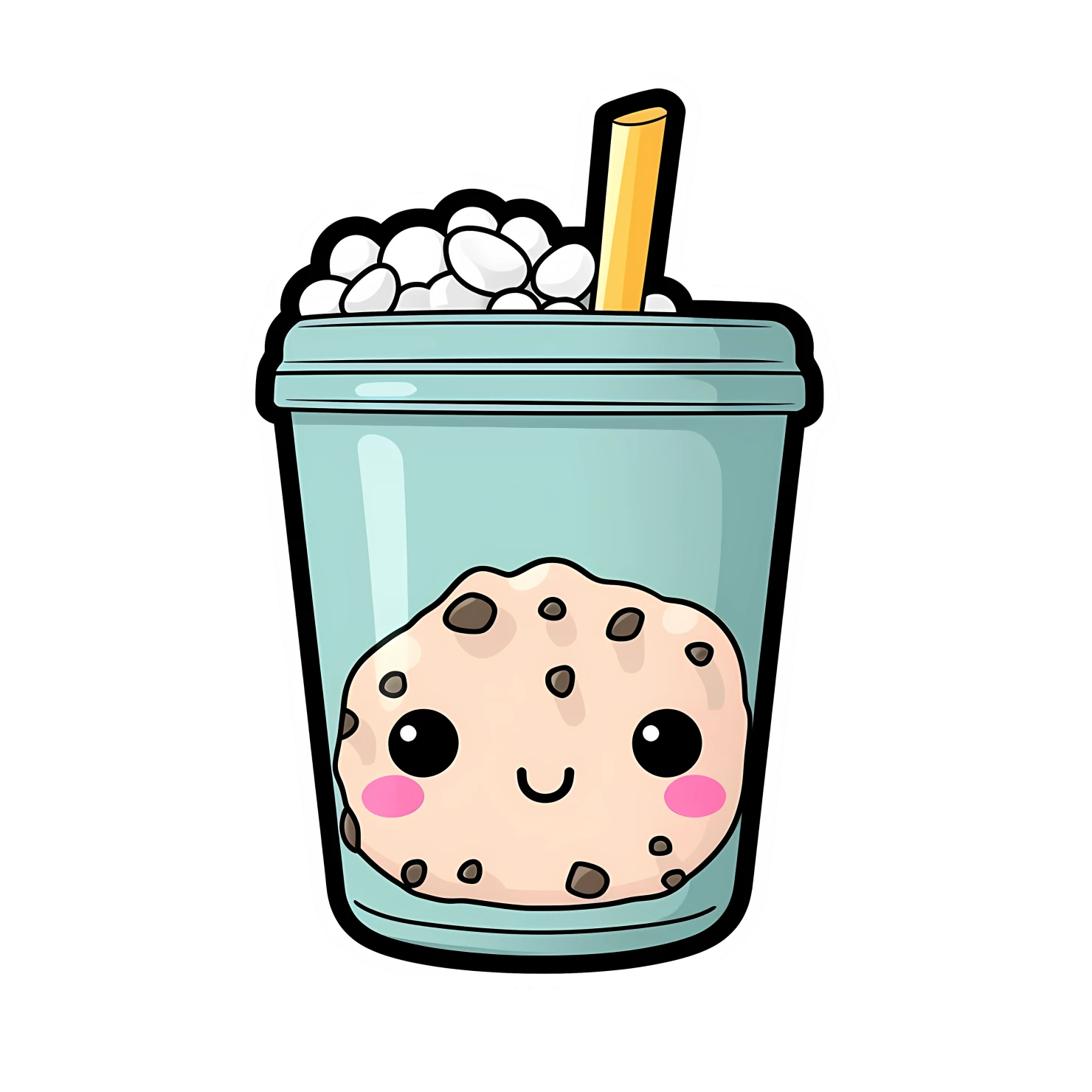 Kawaii bubble tea sticker isolated on transparent background #24175
