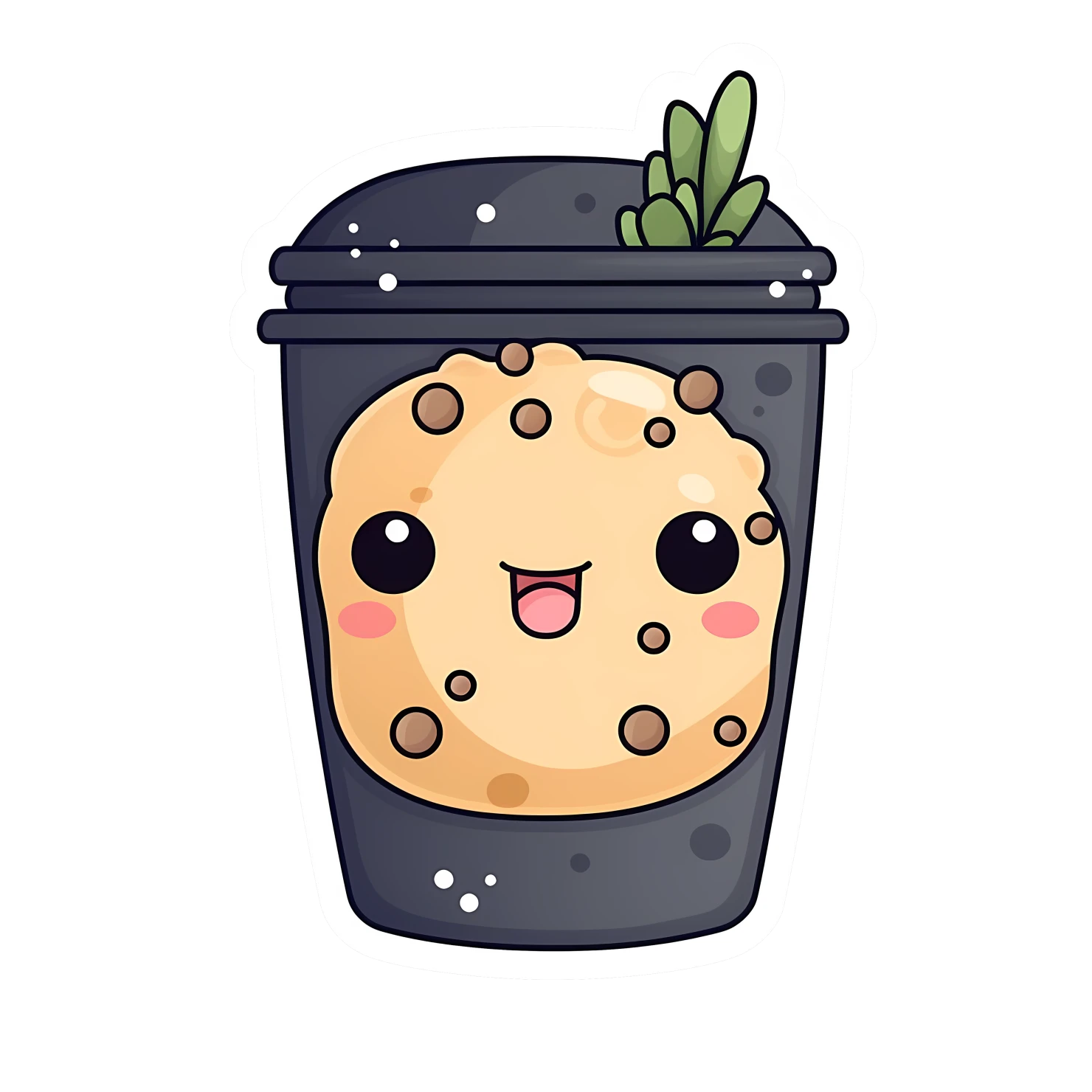 Kawaii bubble tea sticker isolated on transparent background #24177