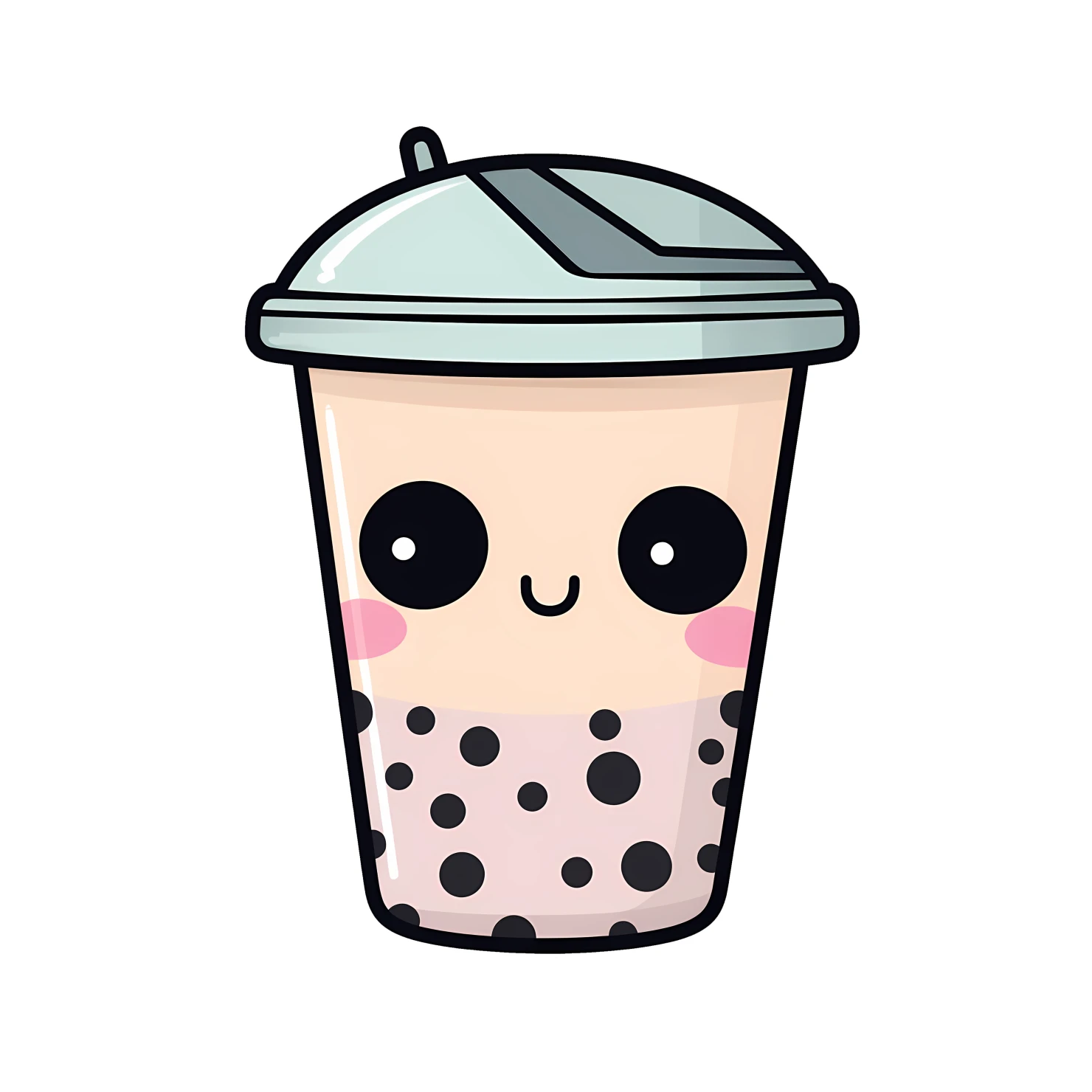 Kawaii bubble tea sticker isolated on transparent background #24181