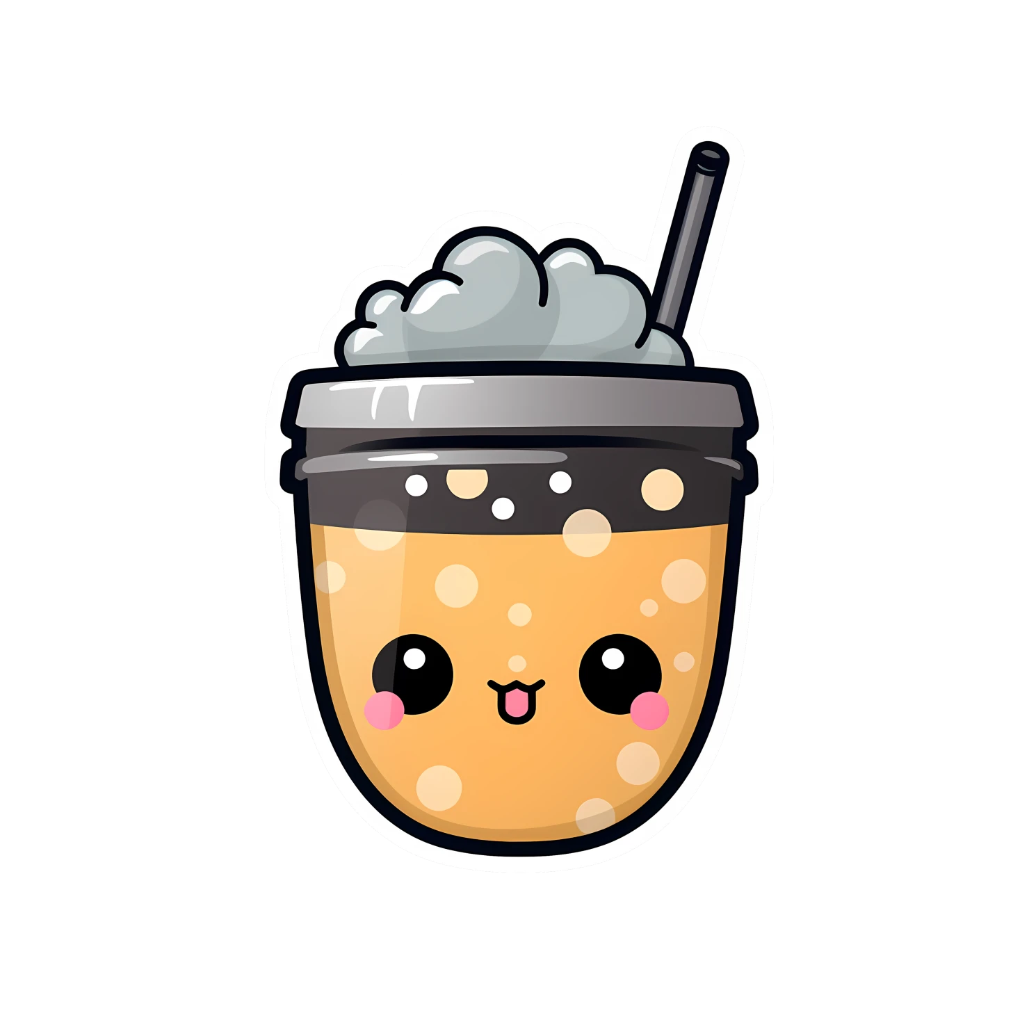Kawaii bubble tea sticker isolated on transparent background #24182