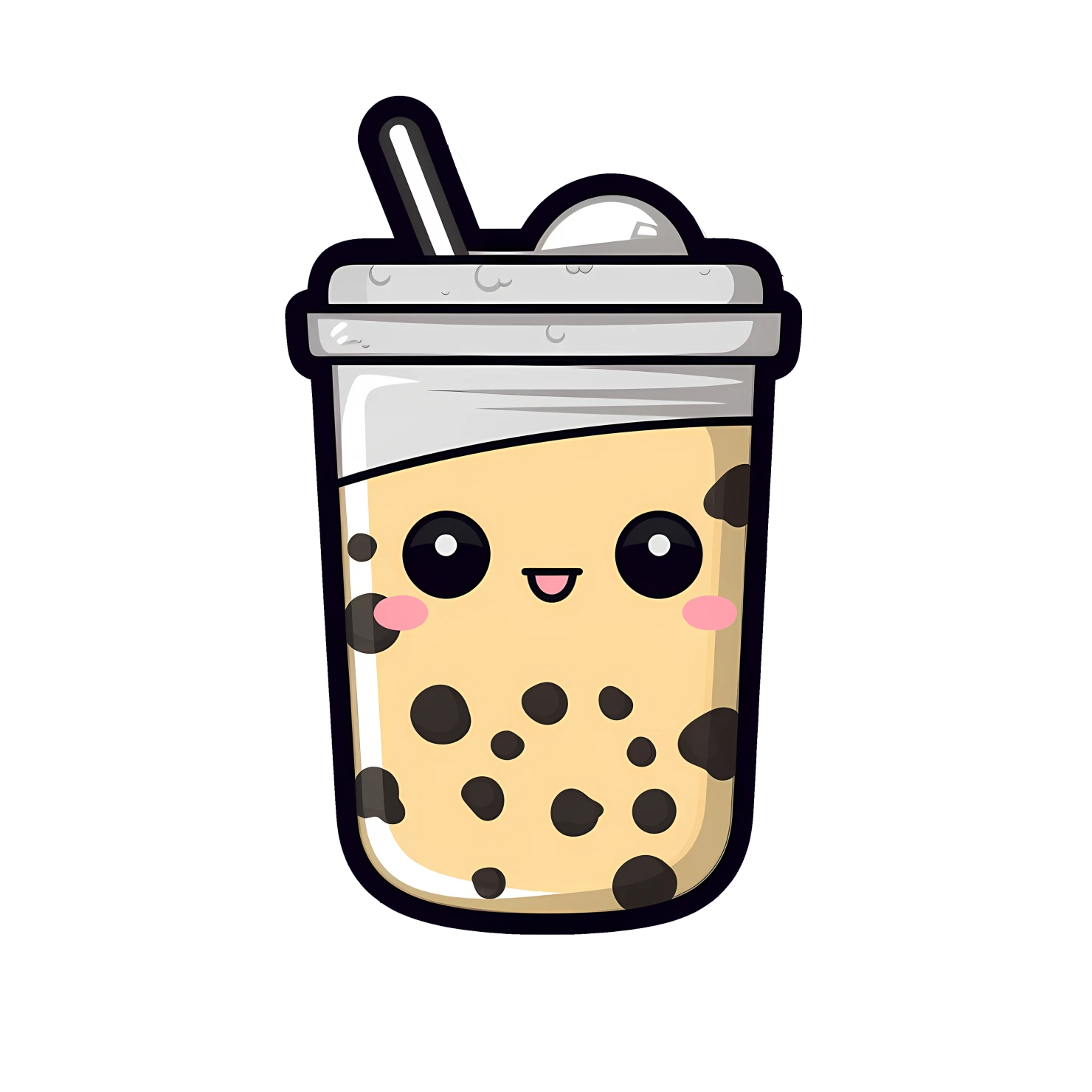 Kawaii bubble tea sticker isolated on transparent background #24183