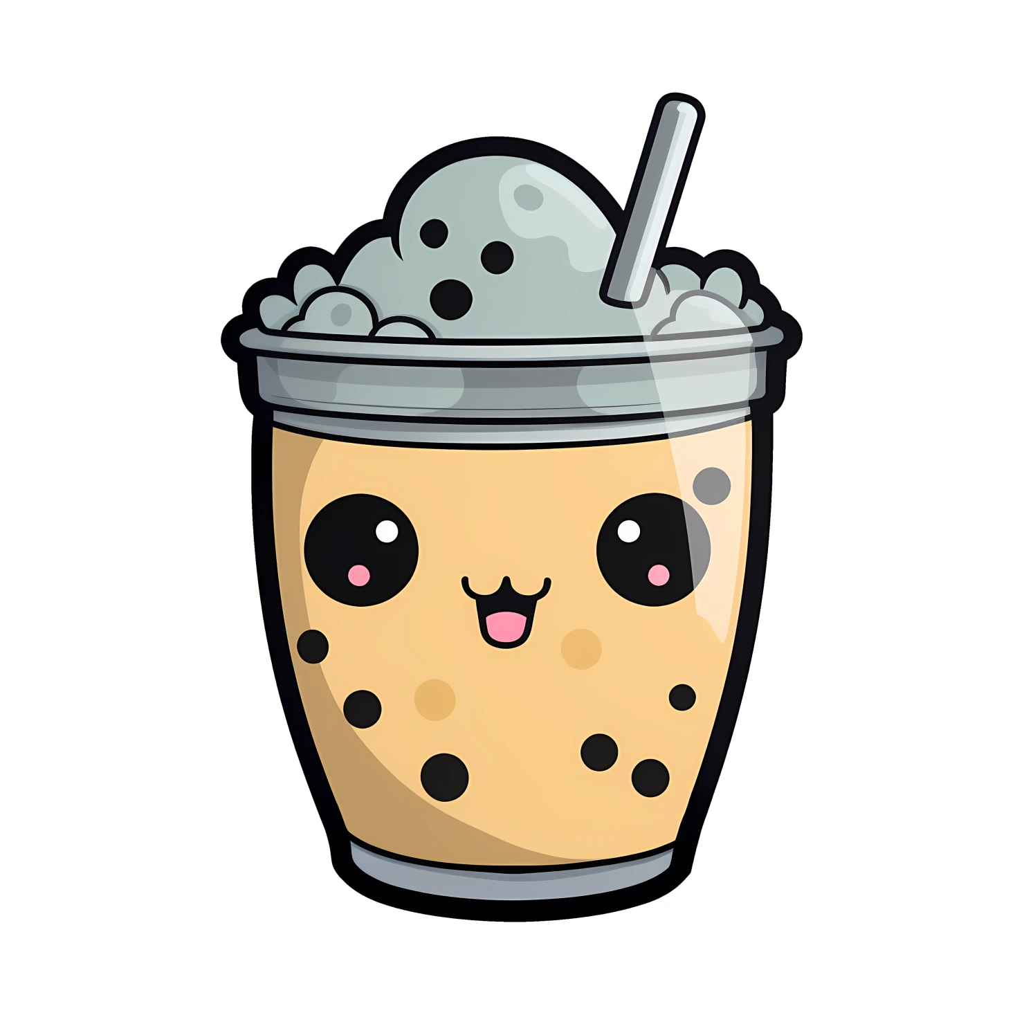 Kawaii bubble tea sticker isolated on transparent background #24184