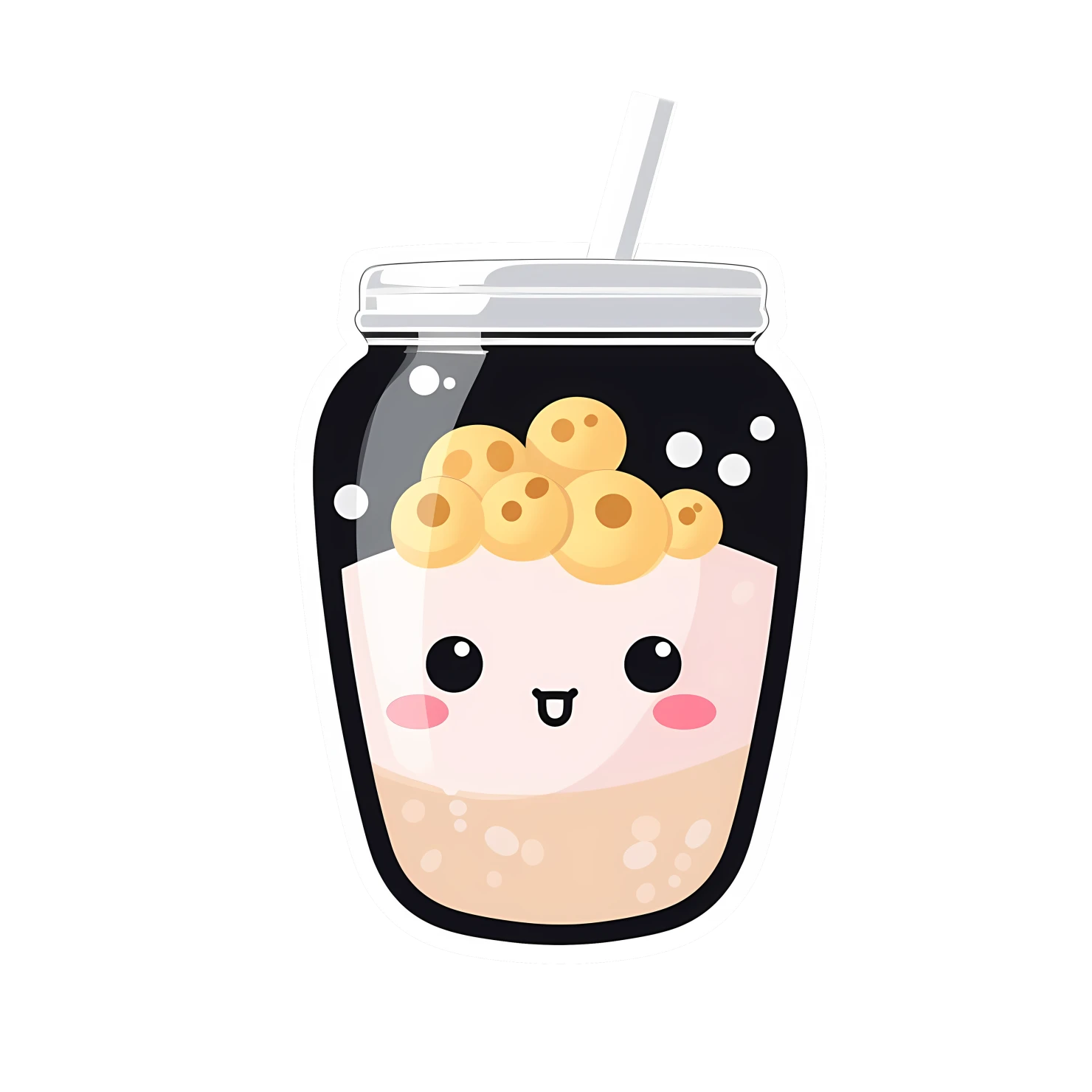 Kawaii bubble tea sticker isolated on transparent background #24185
