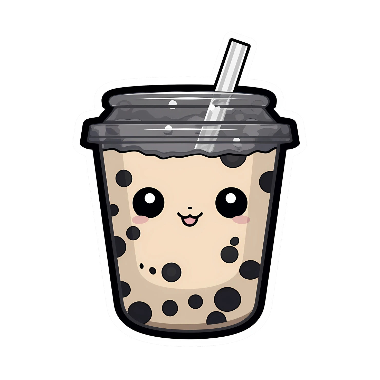 Kawaii bubble tea sticker isolated on transparent background #24186