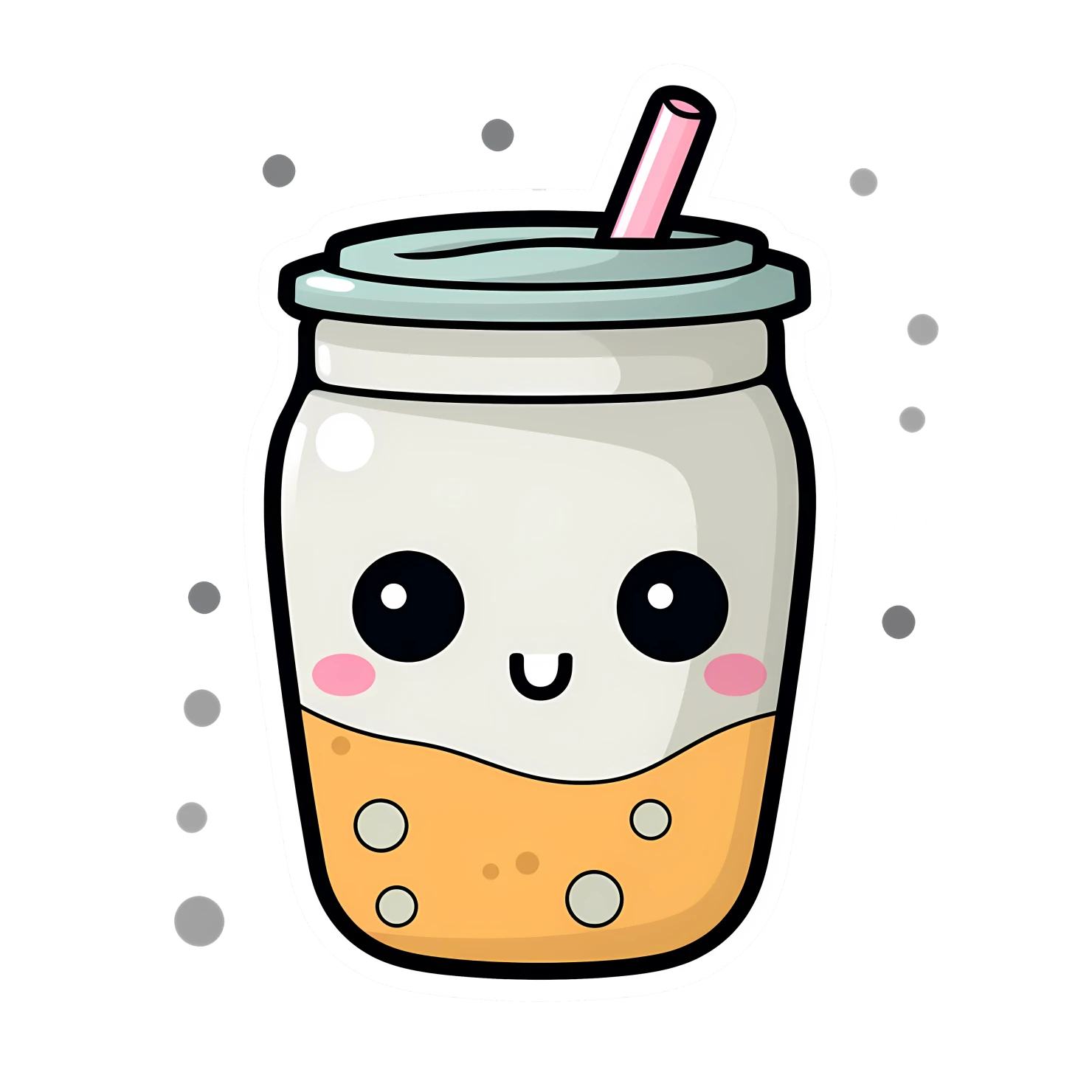 Kawaii bubble tea sticker isolated on transparent background #24188