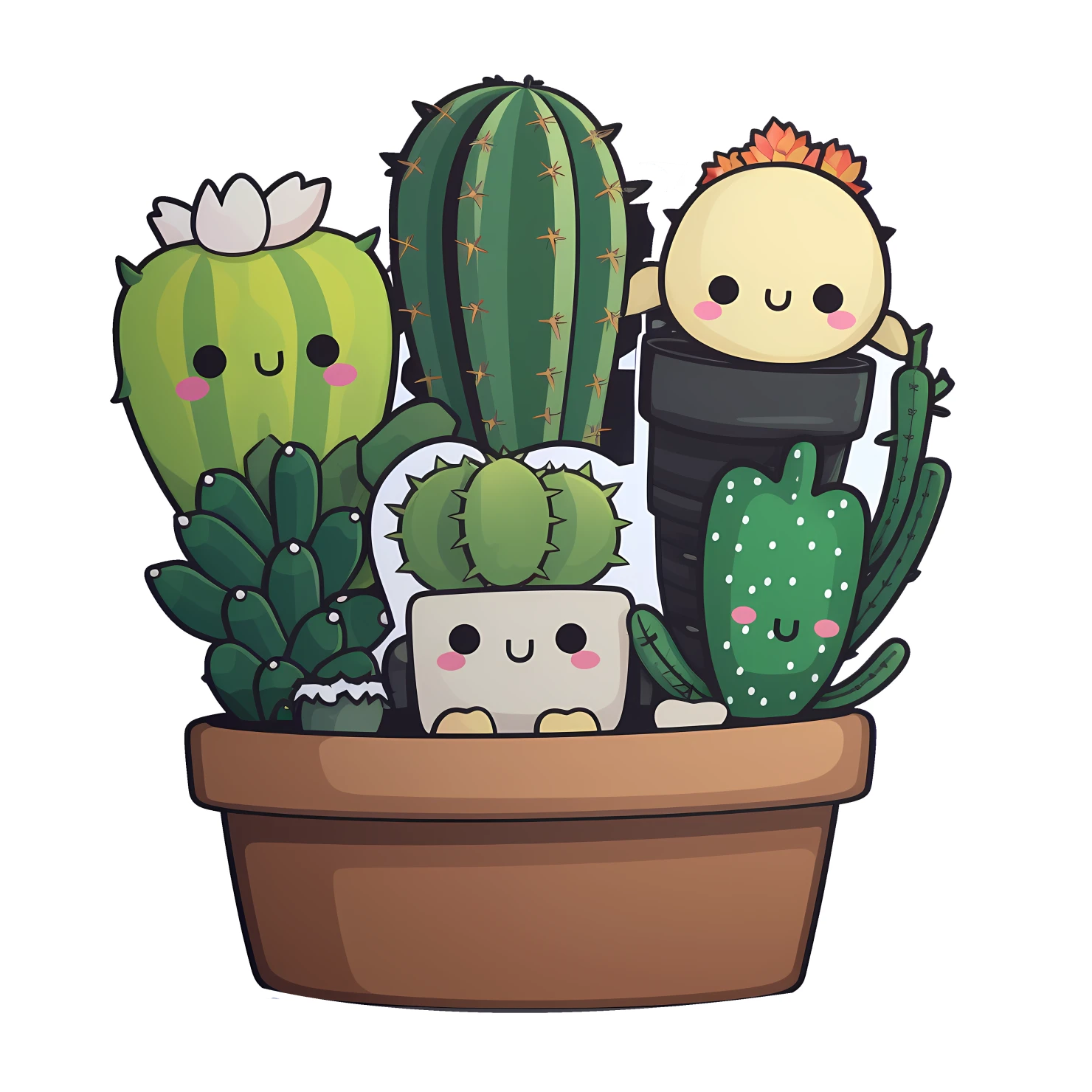 Kawaii cactus sticker isolated on transparent background #24209