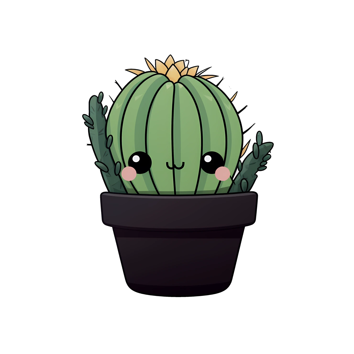Kawaii cactus sticker isolated on transparent background #24221