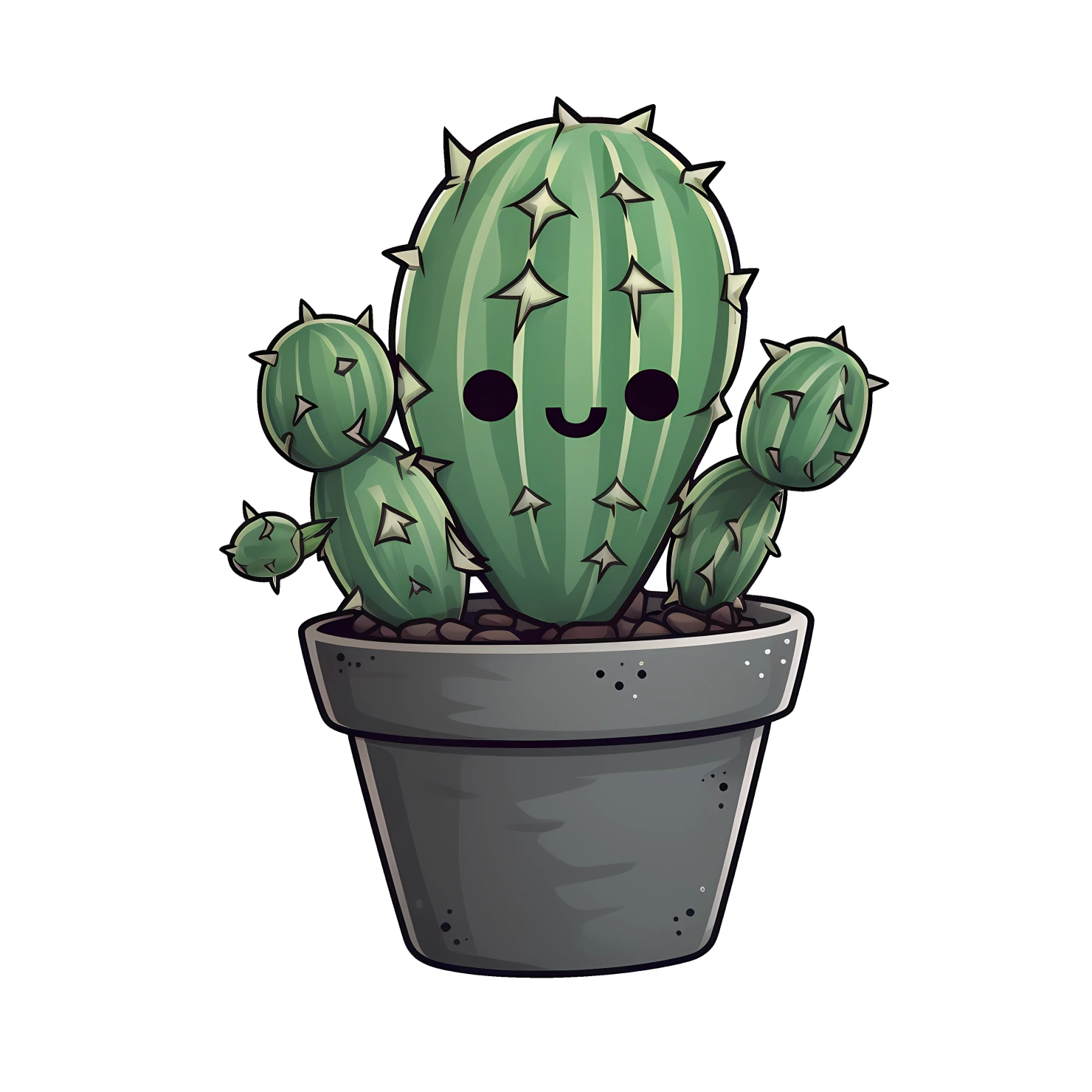 Kawaii cactus sticker isolated on transparent background #24222