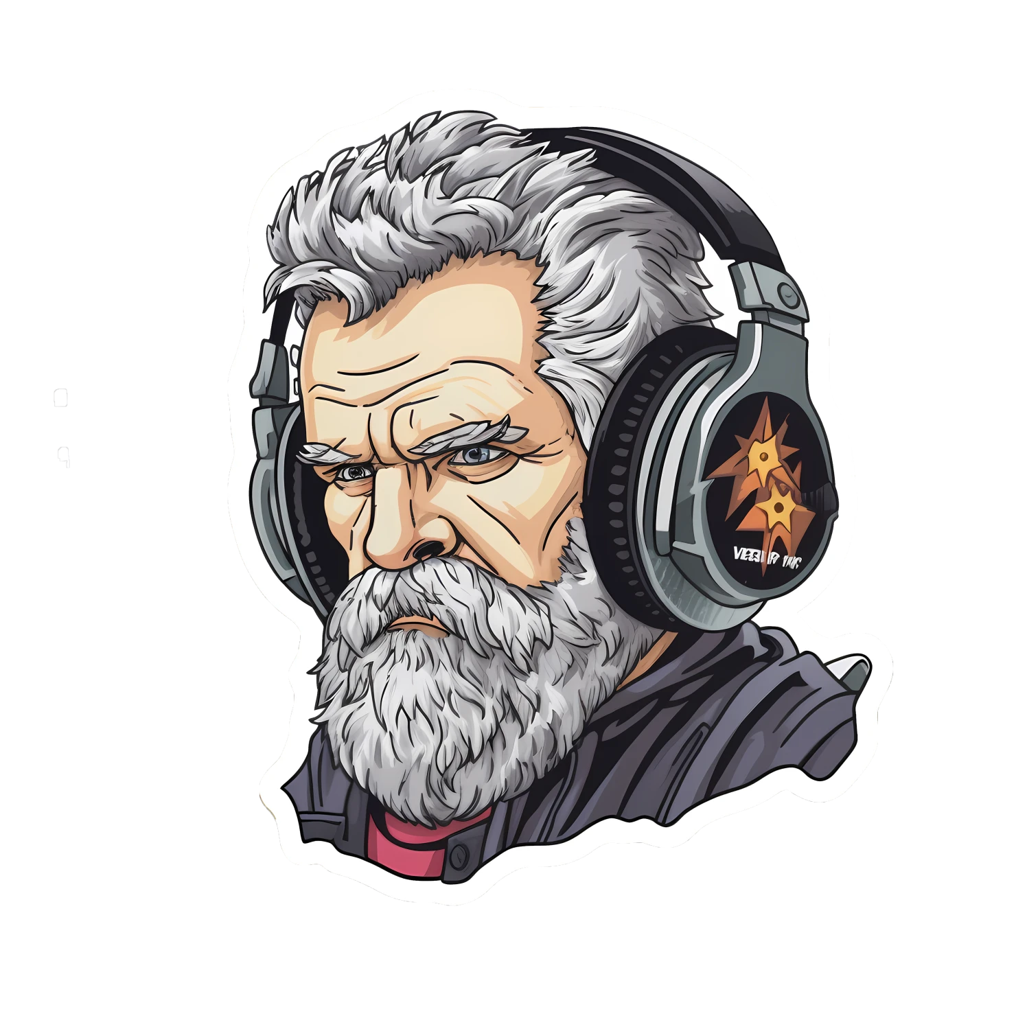 Kawaii cyberpunk and wearing headphone sticker isolated on transparent background #24225