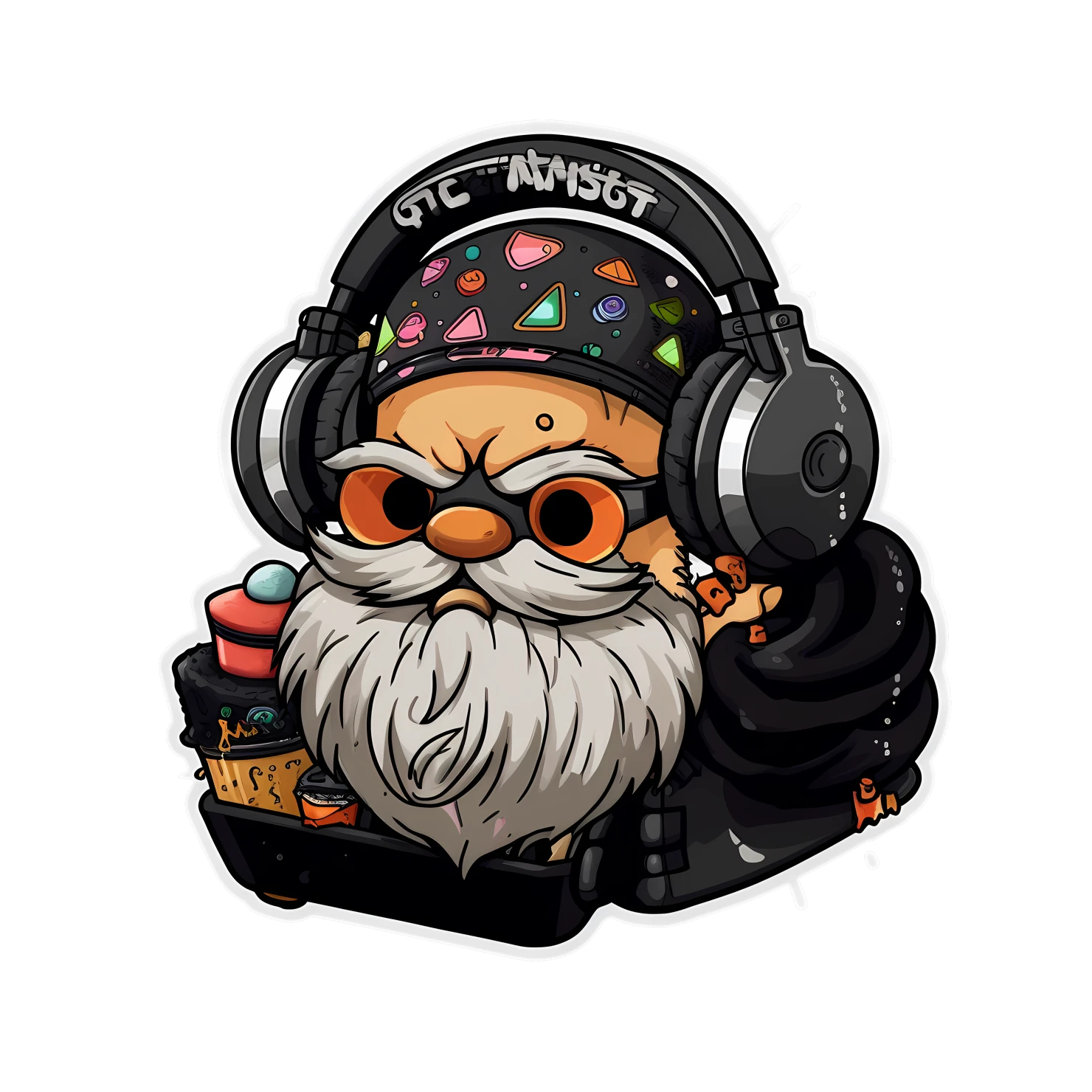 Kawaii cyberpunk and wearing headphone sticker isolated on transparent background #24227