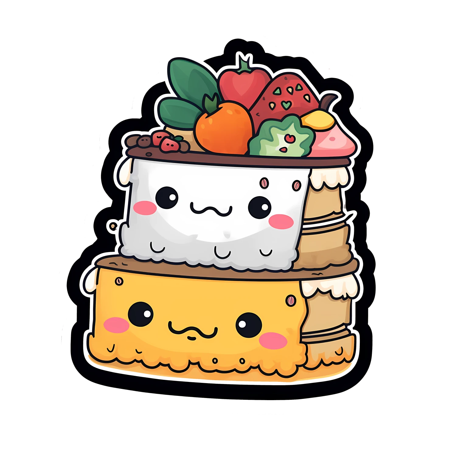 Kawaii cake sticker isolated on transparent background #24231