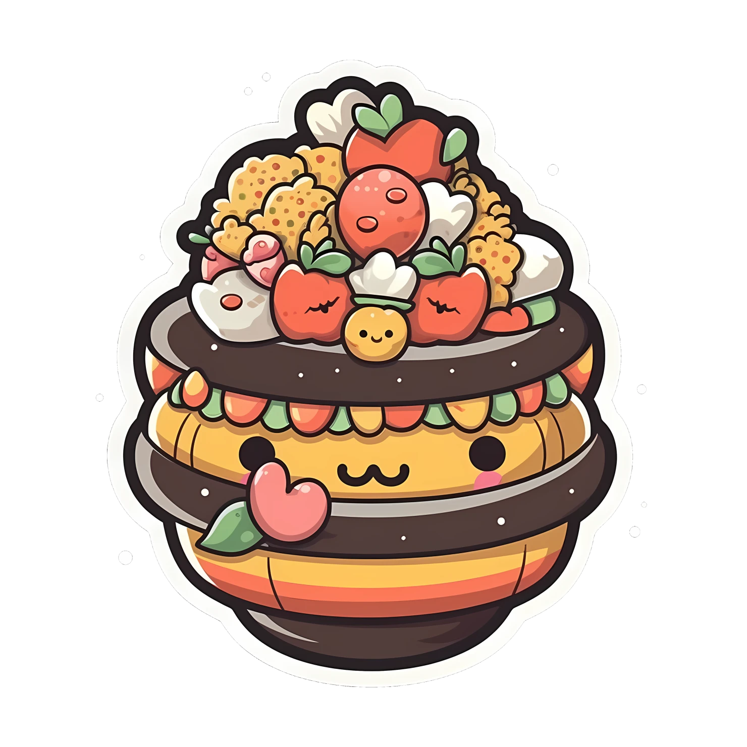 Kawaii cake sticker isolated on transparent background #24232