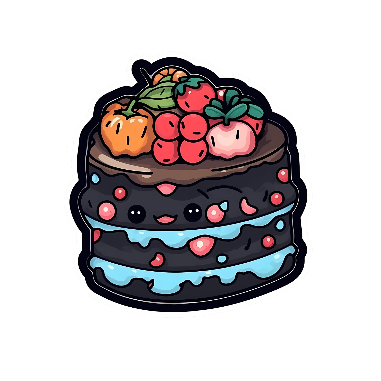 Kawaii cake sticker isolated on transparent background #24233
