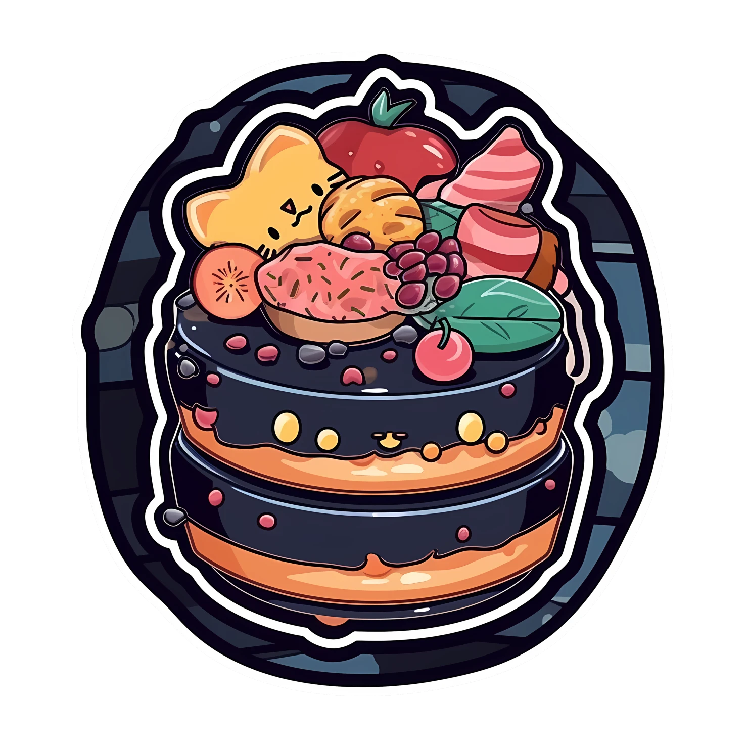 Kawaii cake sticker isolated on transparent background #24235