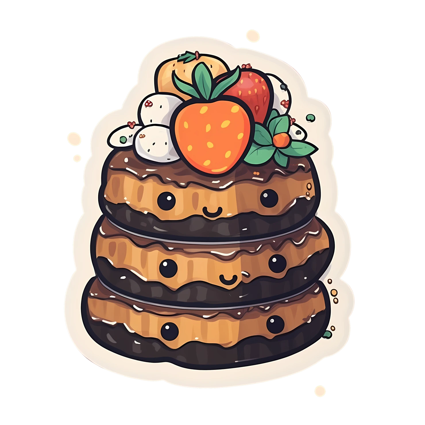 Kawaii cake sticker isolated on transparent background #24236