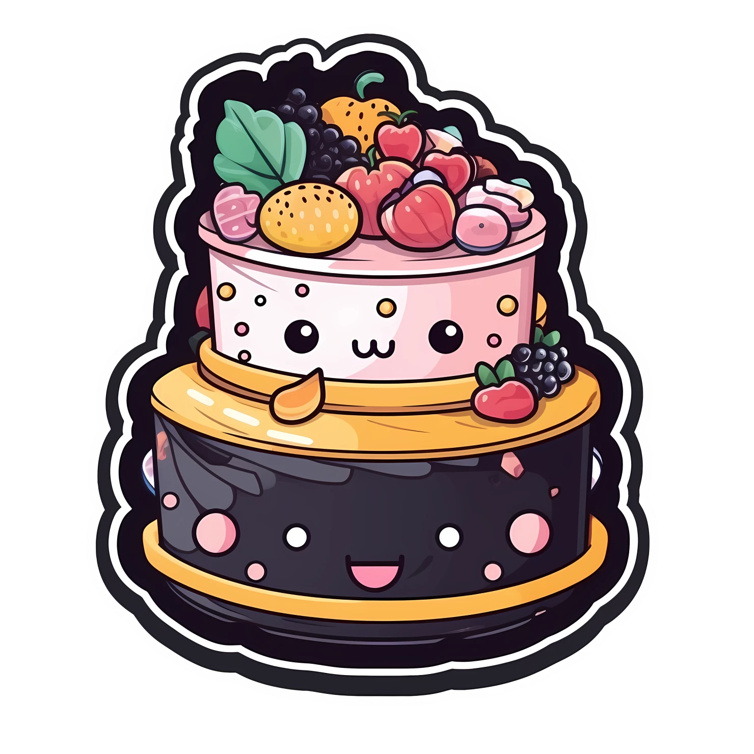 Kawaii cake sticker isolated on transparent background #24238