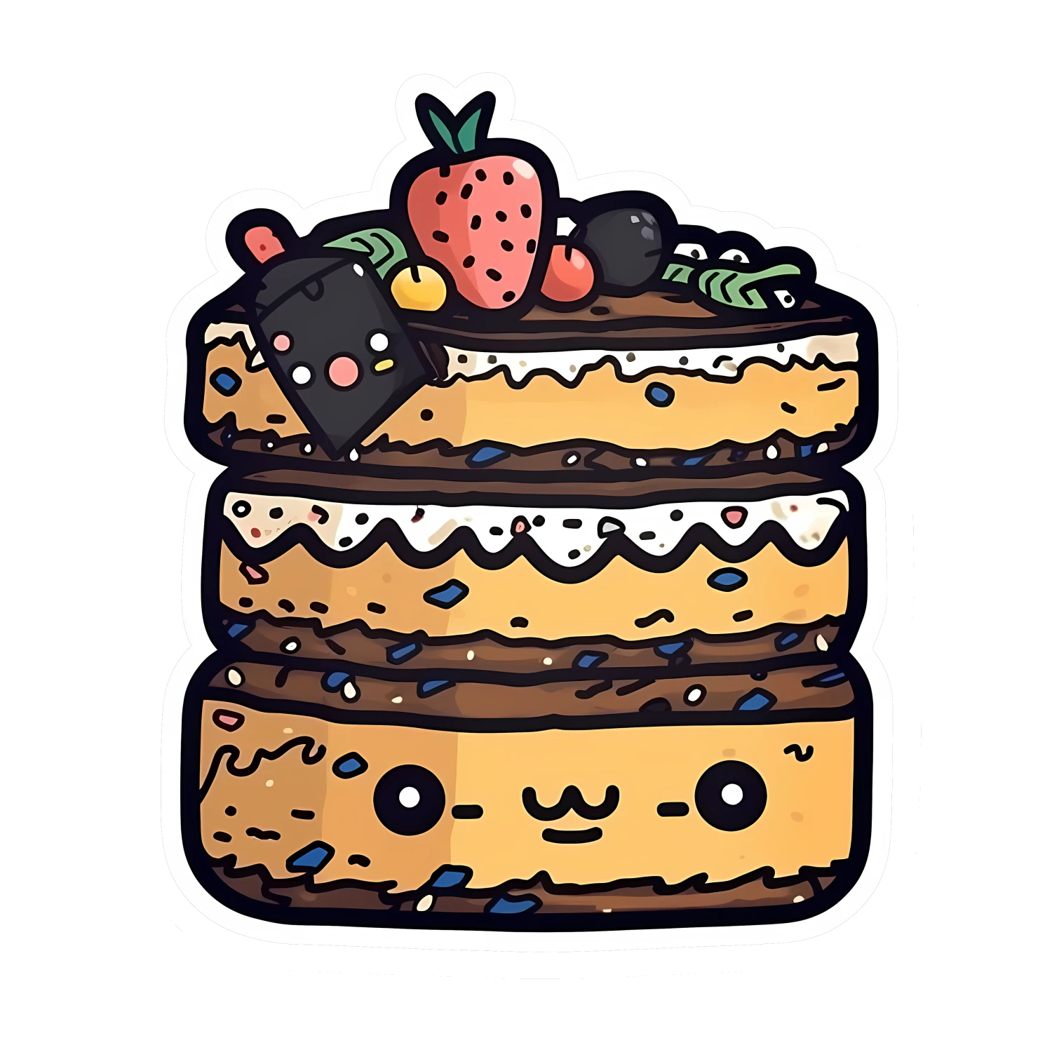 Kawaii cake sticker isolated on transparent background #24239