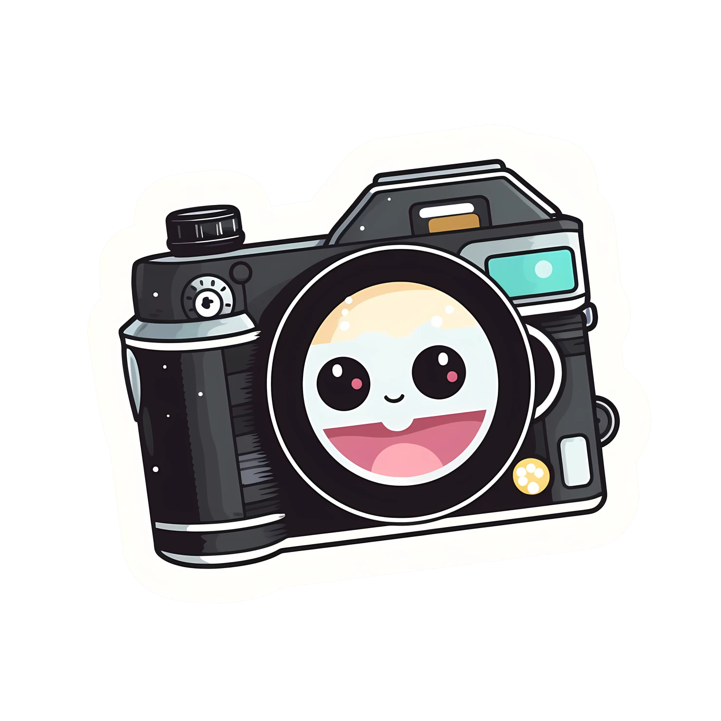Kawaii camera sticker isolated on transparent background #24240