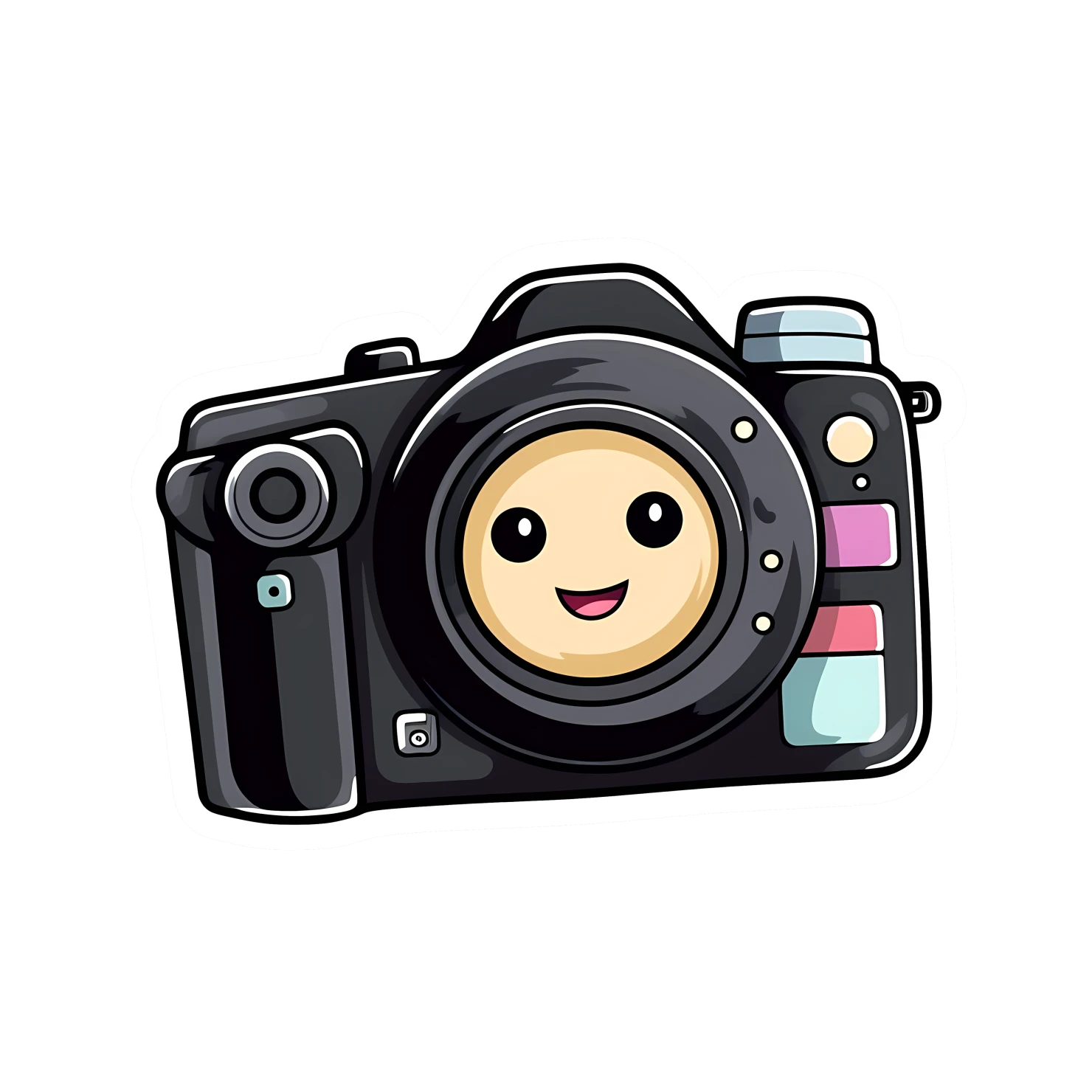 Kawaii camera sticker isolated on transparent background #24242