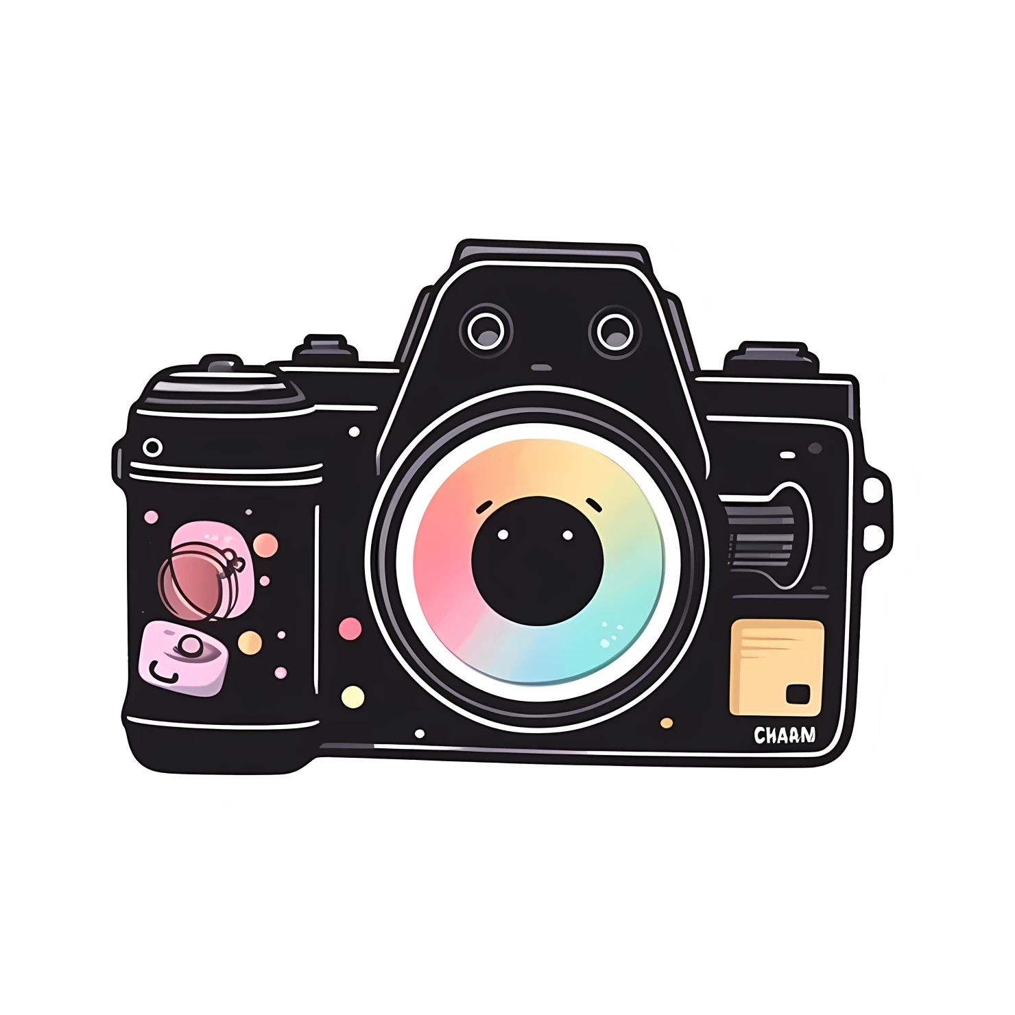 Kawaii camera sticker isolated on transparent background #24245