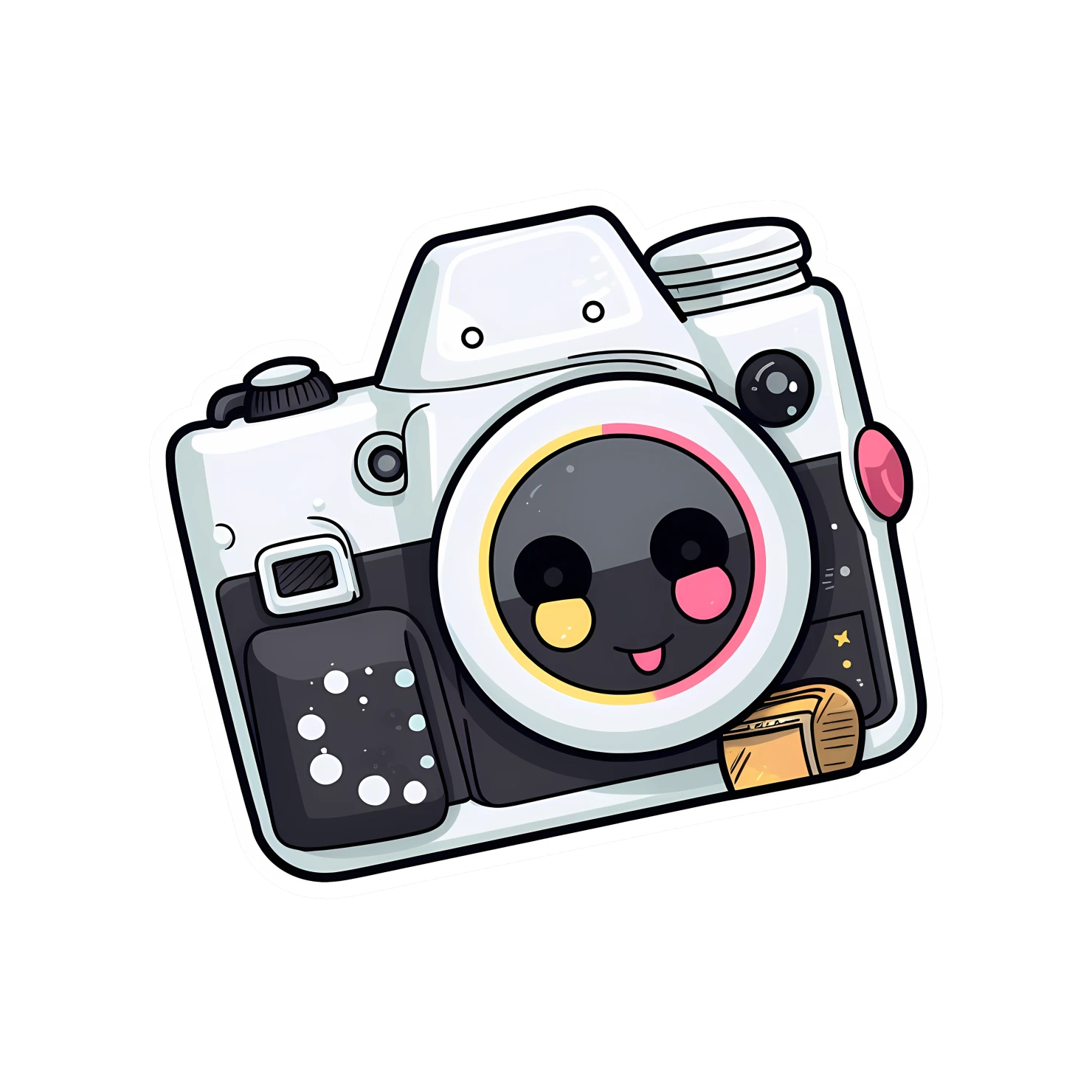 Kawaii camera sticker isolated on transparent background #24247