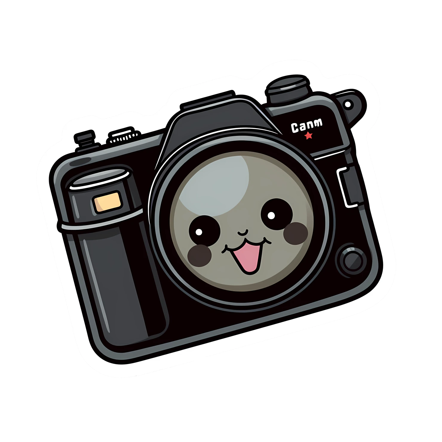 Kawaii camera sticker isolated on transparent background #24254