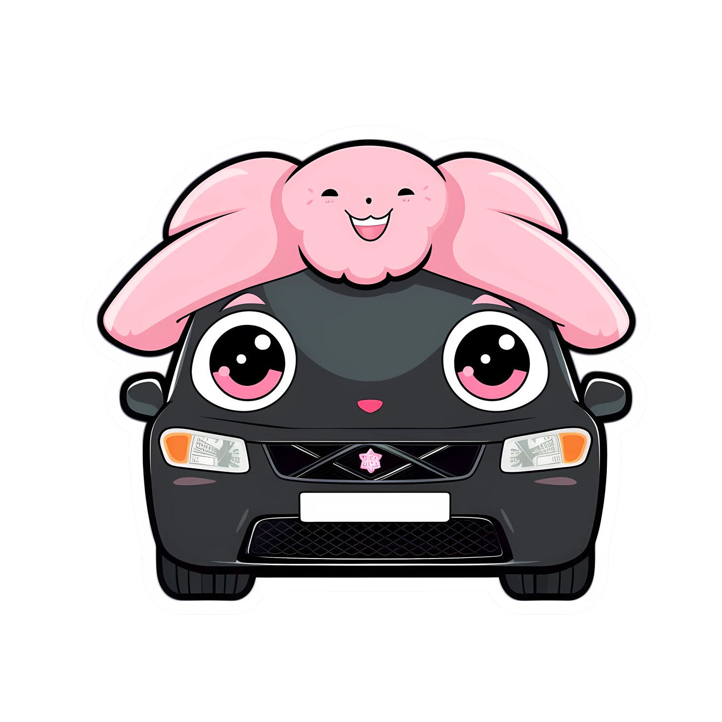 Kawaii car sticker isolated on transparent background #24262