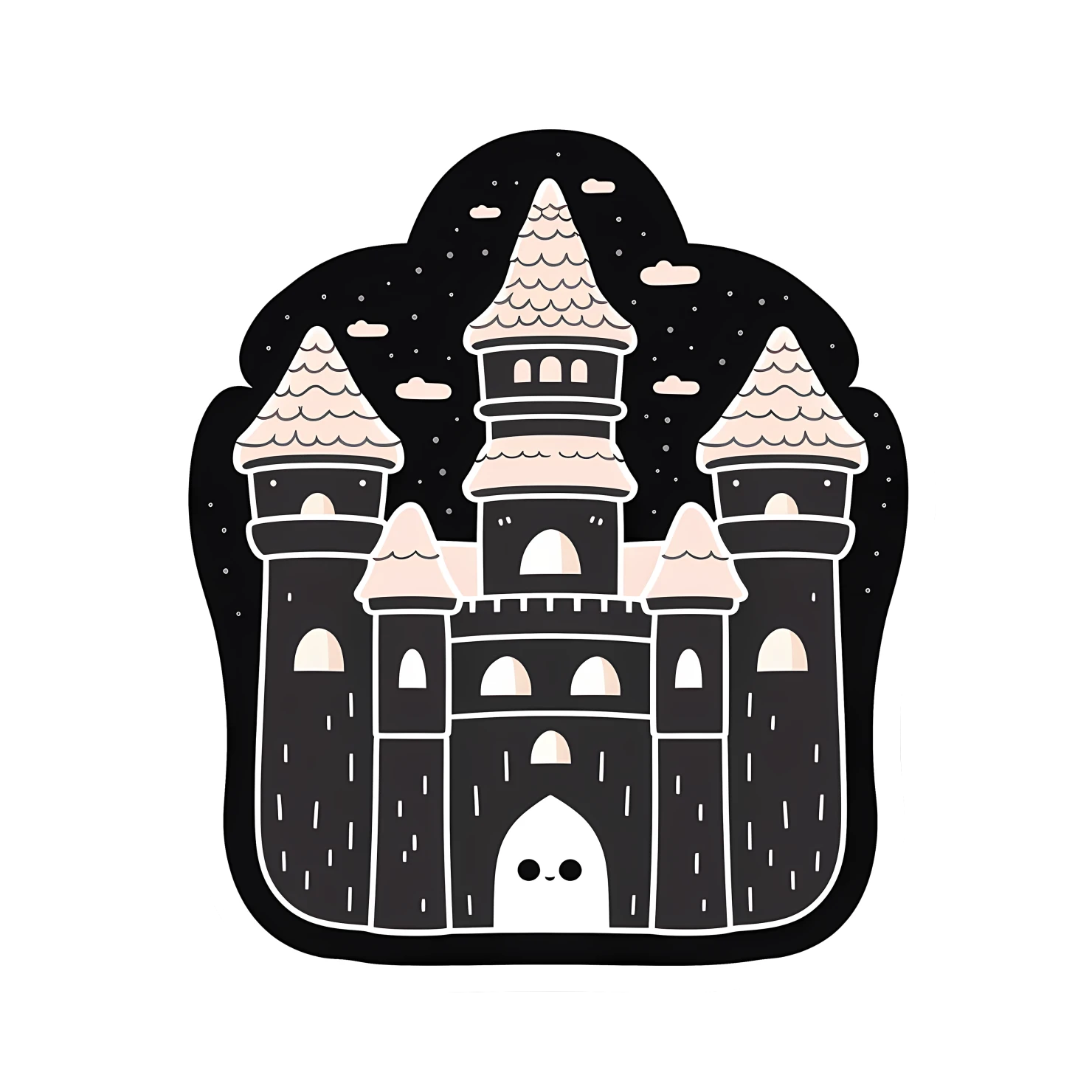 Kawaii castle sticker isolated on transparent background #24281