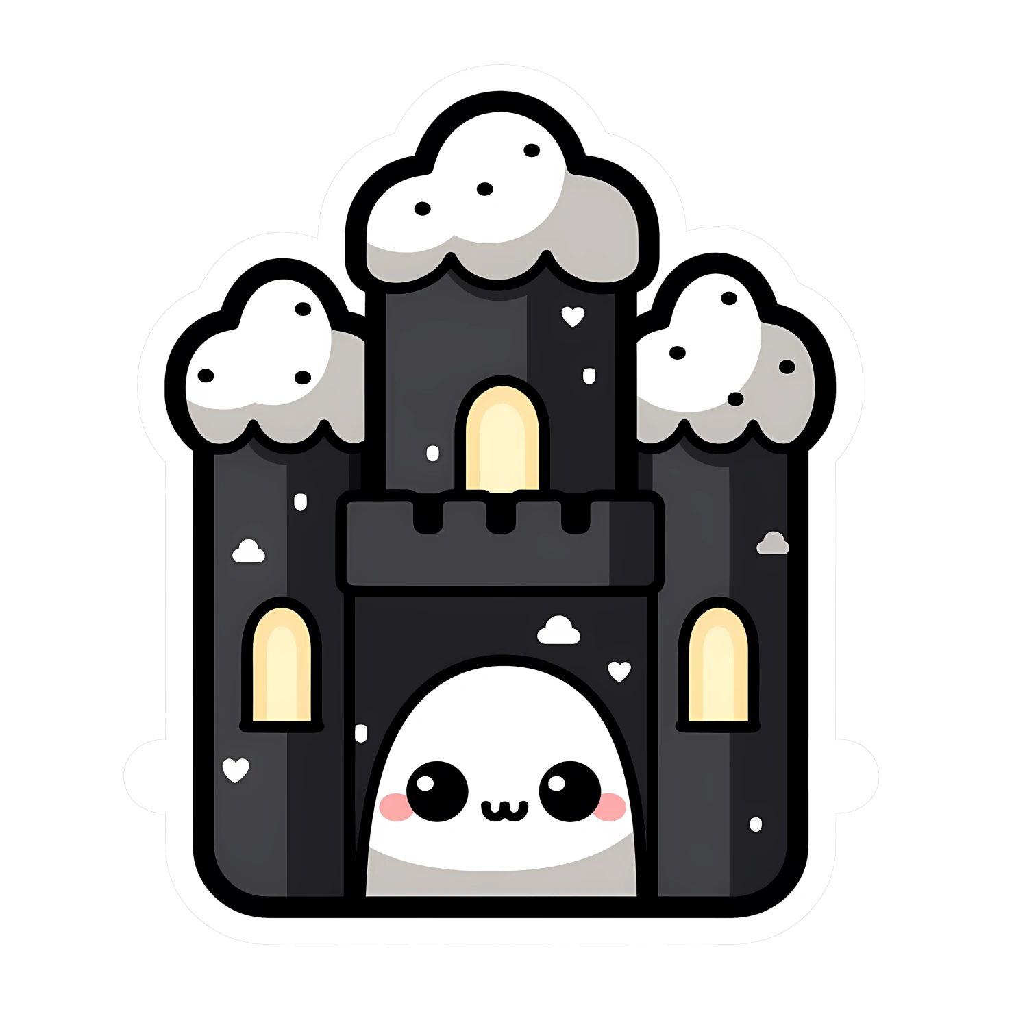 Kawaii castle sticker isolated on transparent background #24282