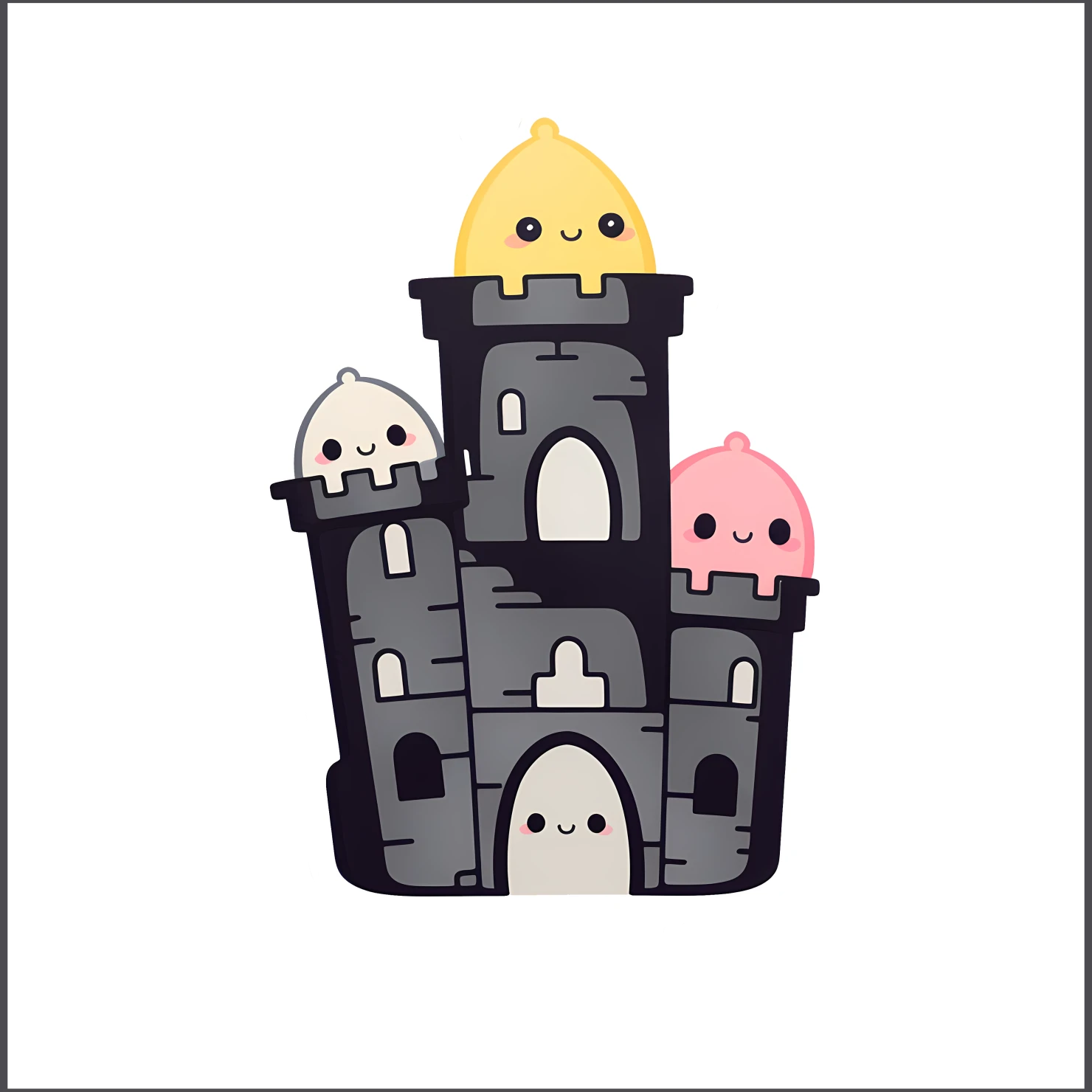 Kawaii castle sticker isolated on transparent background #24283