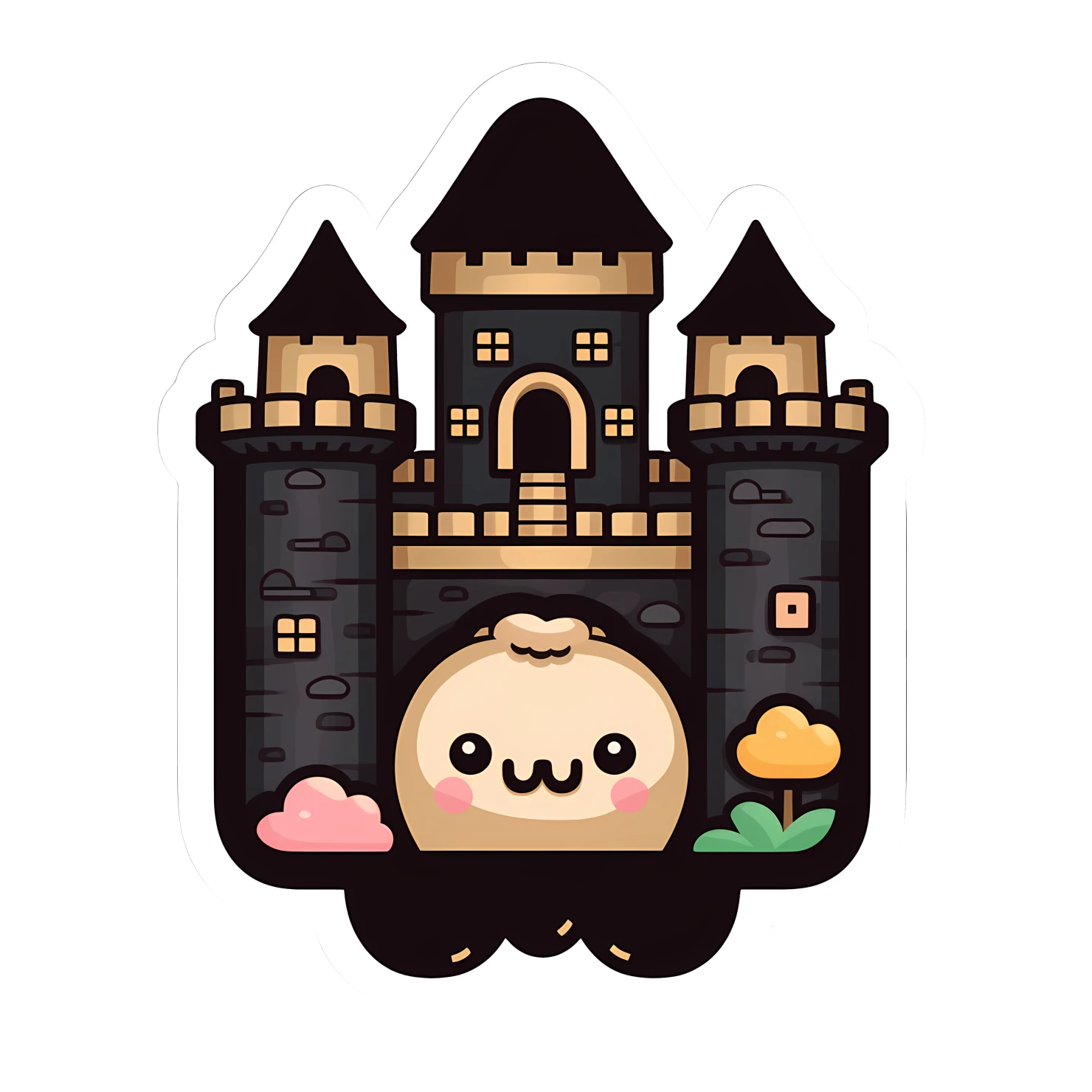 Kawaii castle sticker isolated on transparent background #24284