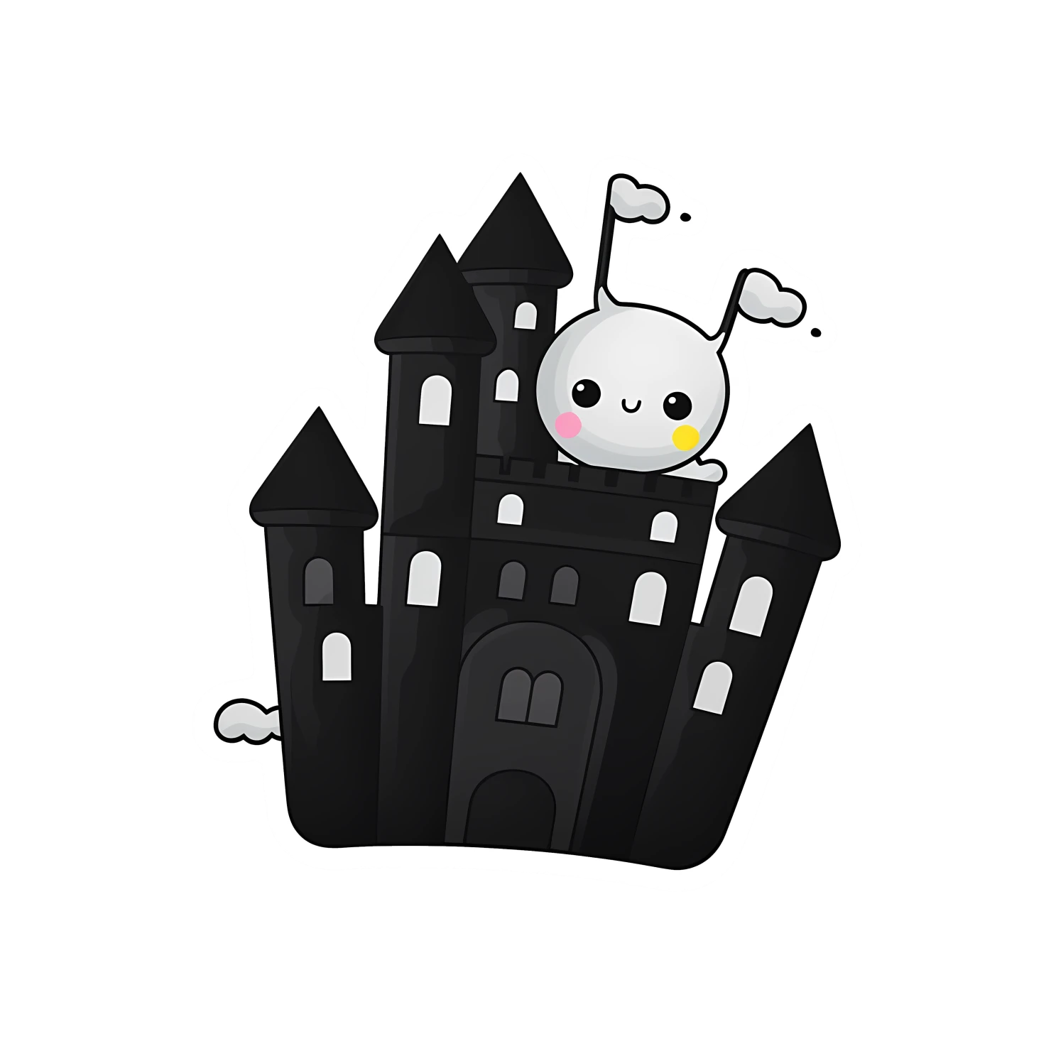 Kawaii castle sticker isolated on transparent background #24286