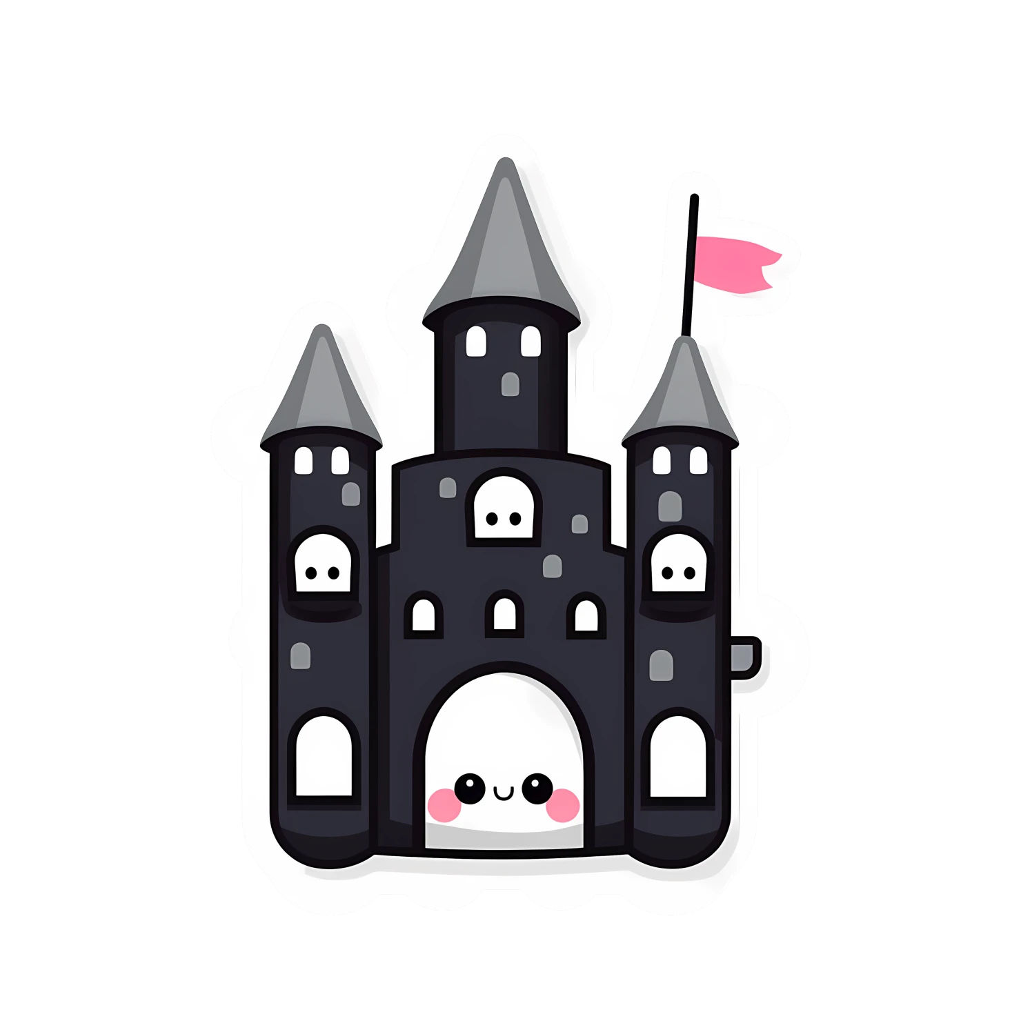 Kawaii castle sticker isolated on transparent background #24289