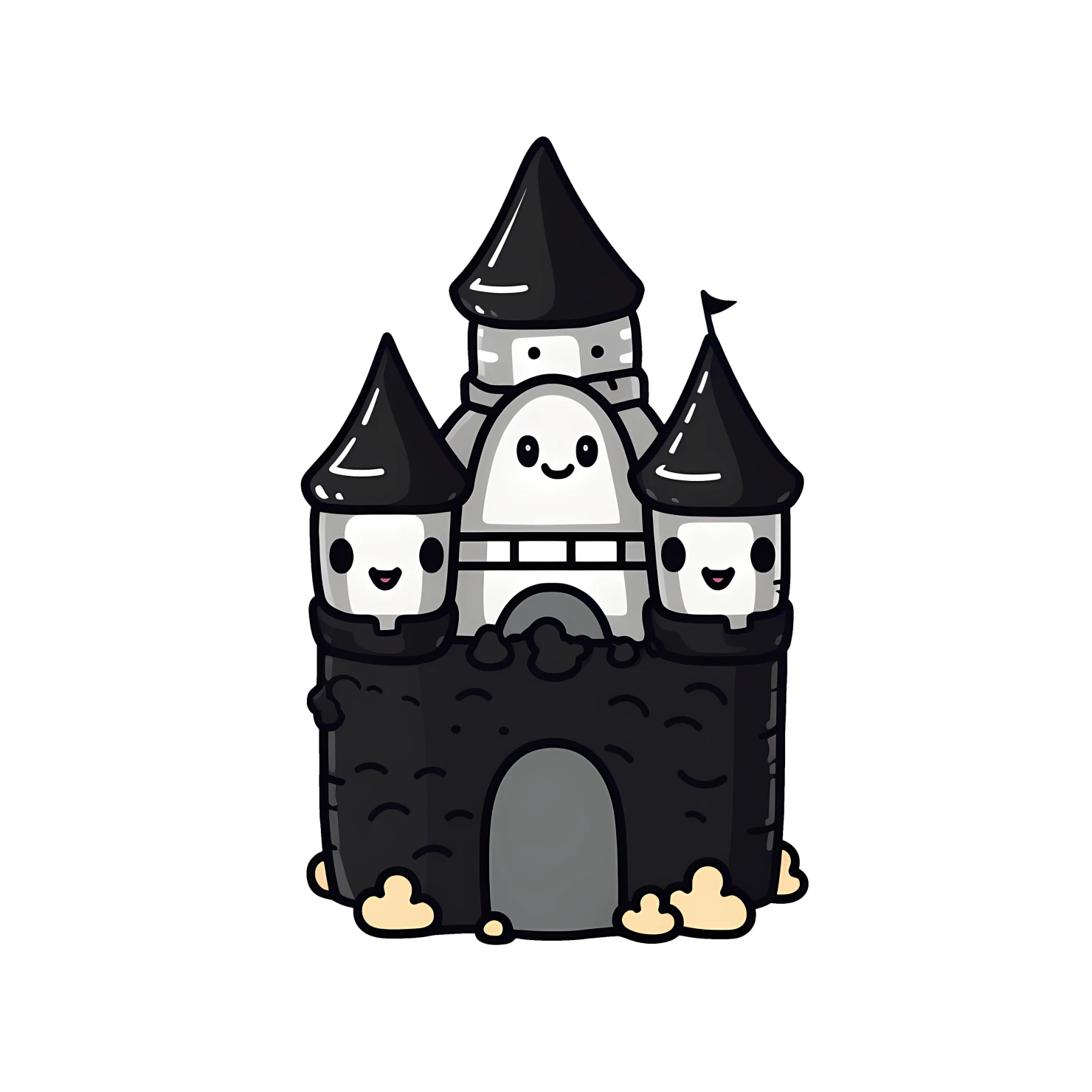 Kawaii castle sticker isolated on transparent background #24291