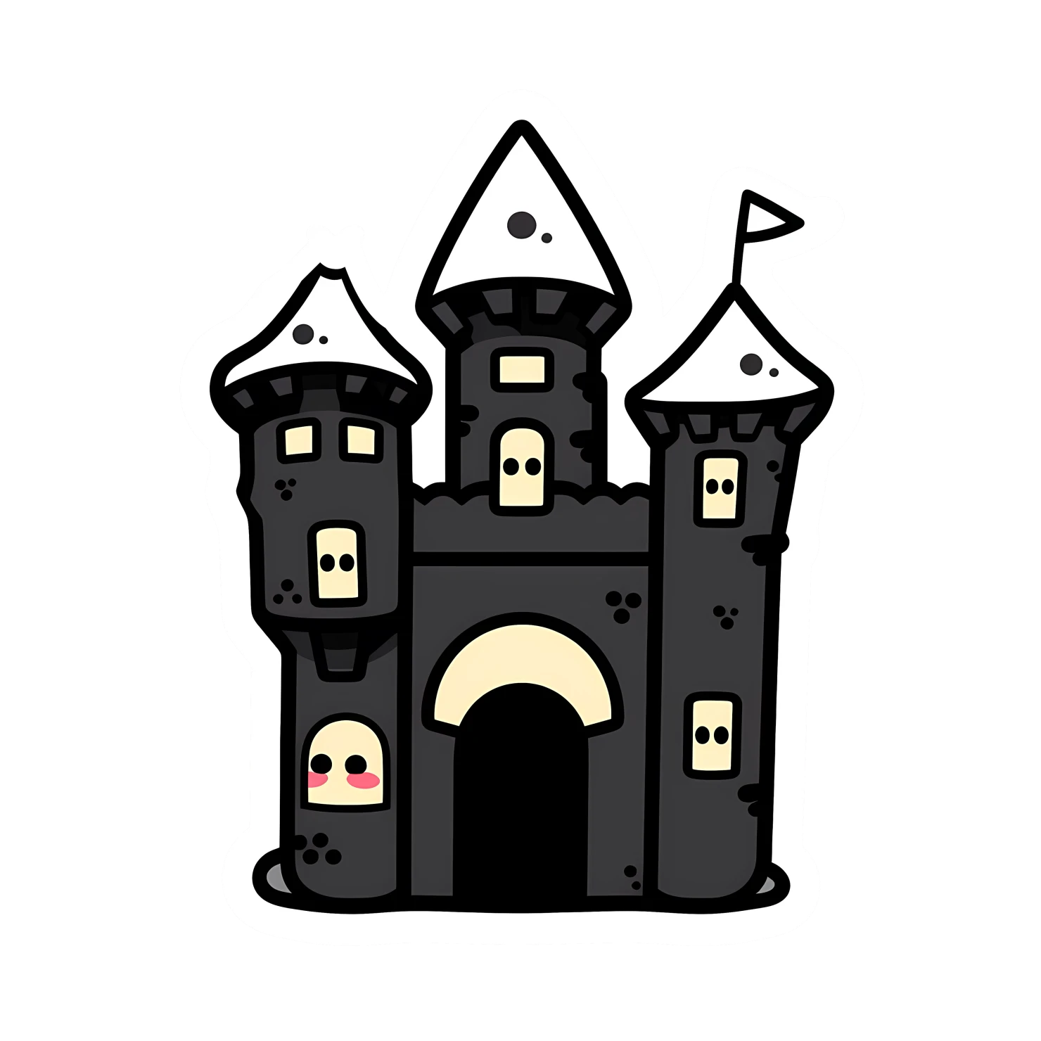 Kawaii castle sticker isolated on transparent background #24292