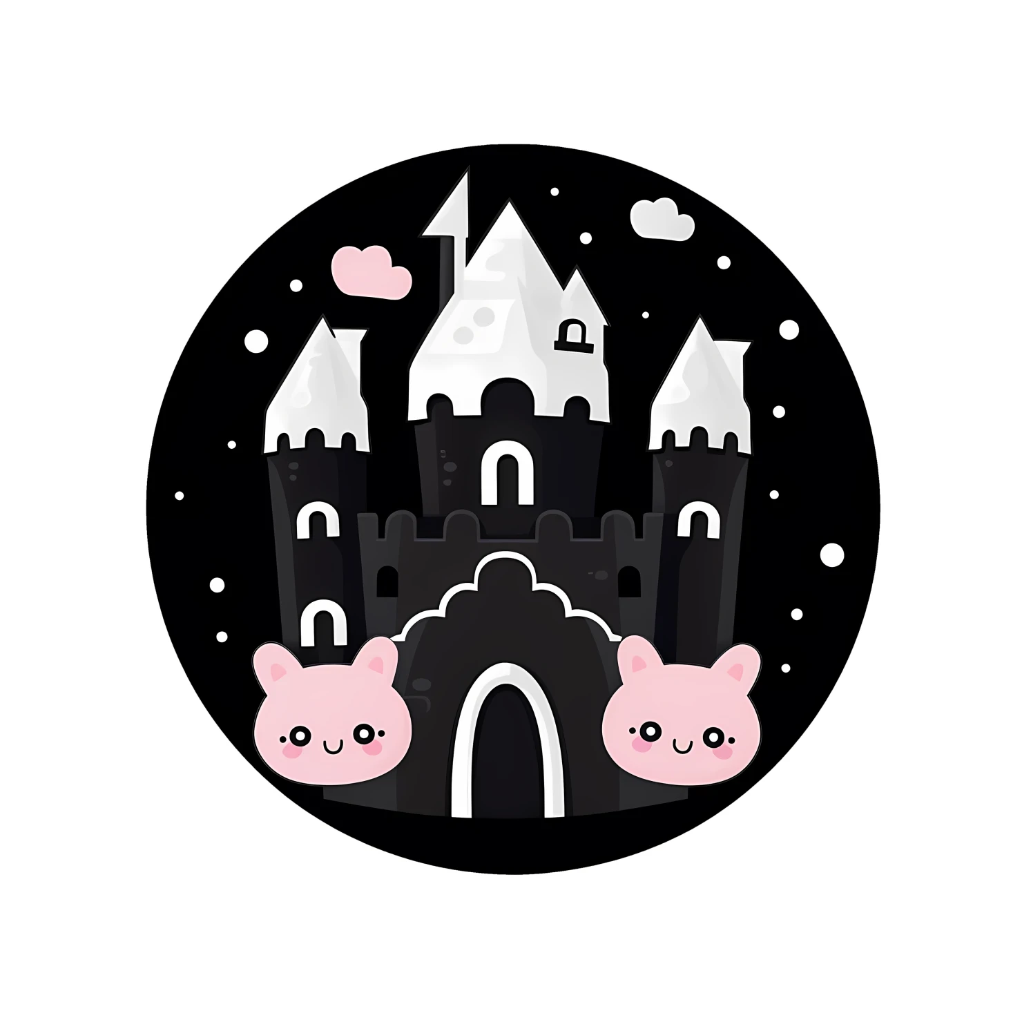 Kawaii castle sticker isolated on transparent background #24294