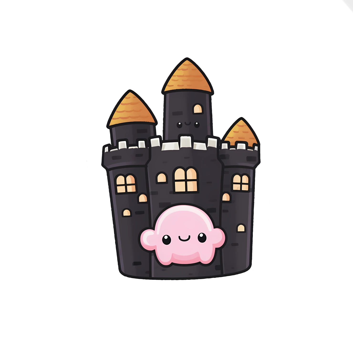 Kawaii castle sticker isolated on transparent background #24295